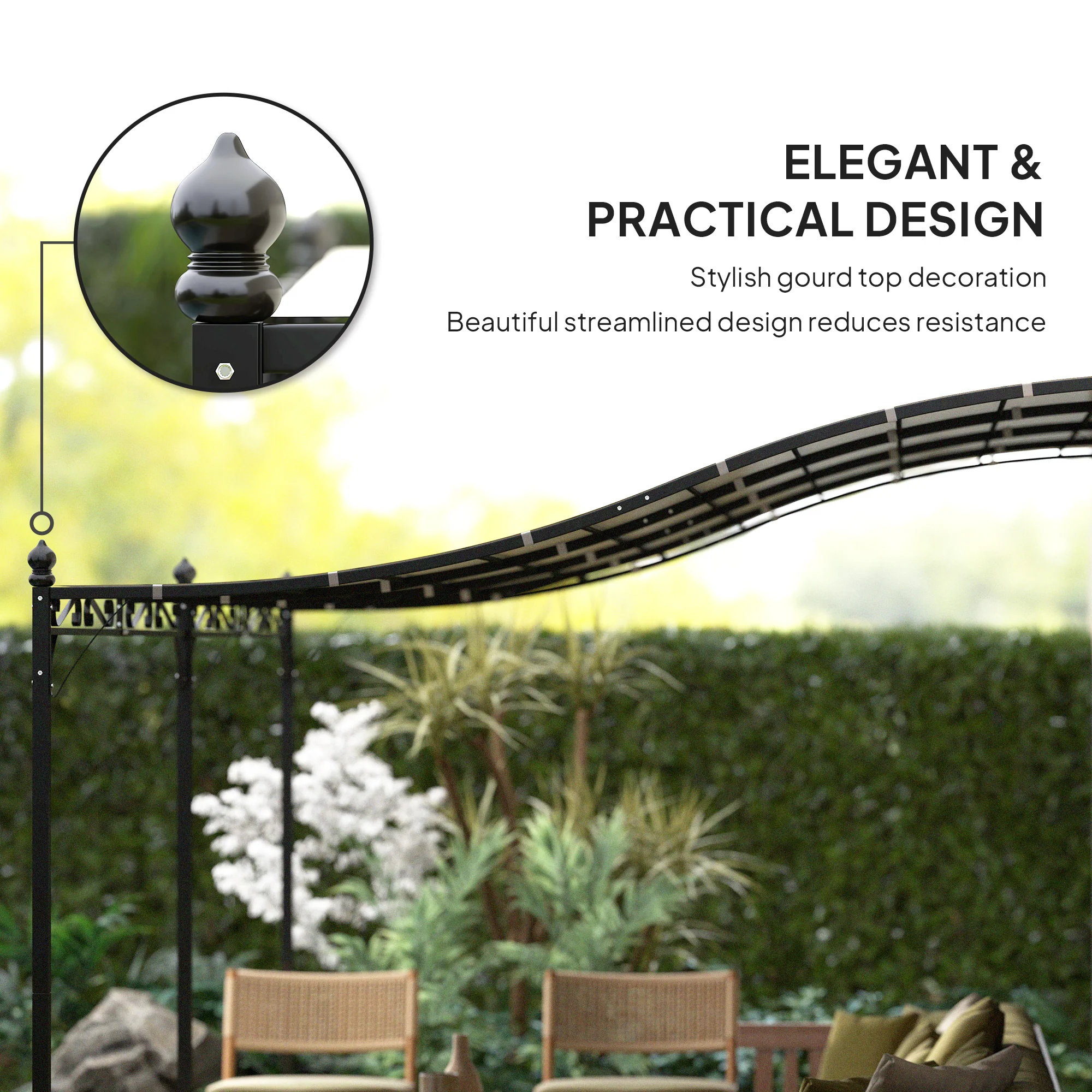 10' x 20' Wall-Mounted Metal Pergola Canopy with Drainage Holes in Cream White - Image 9