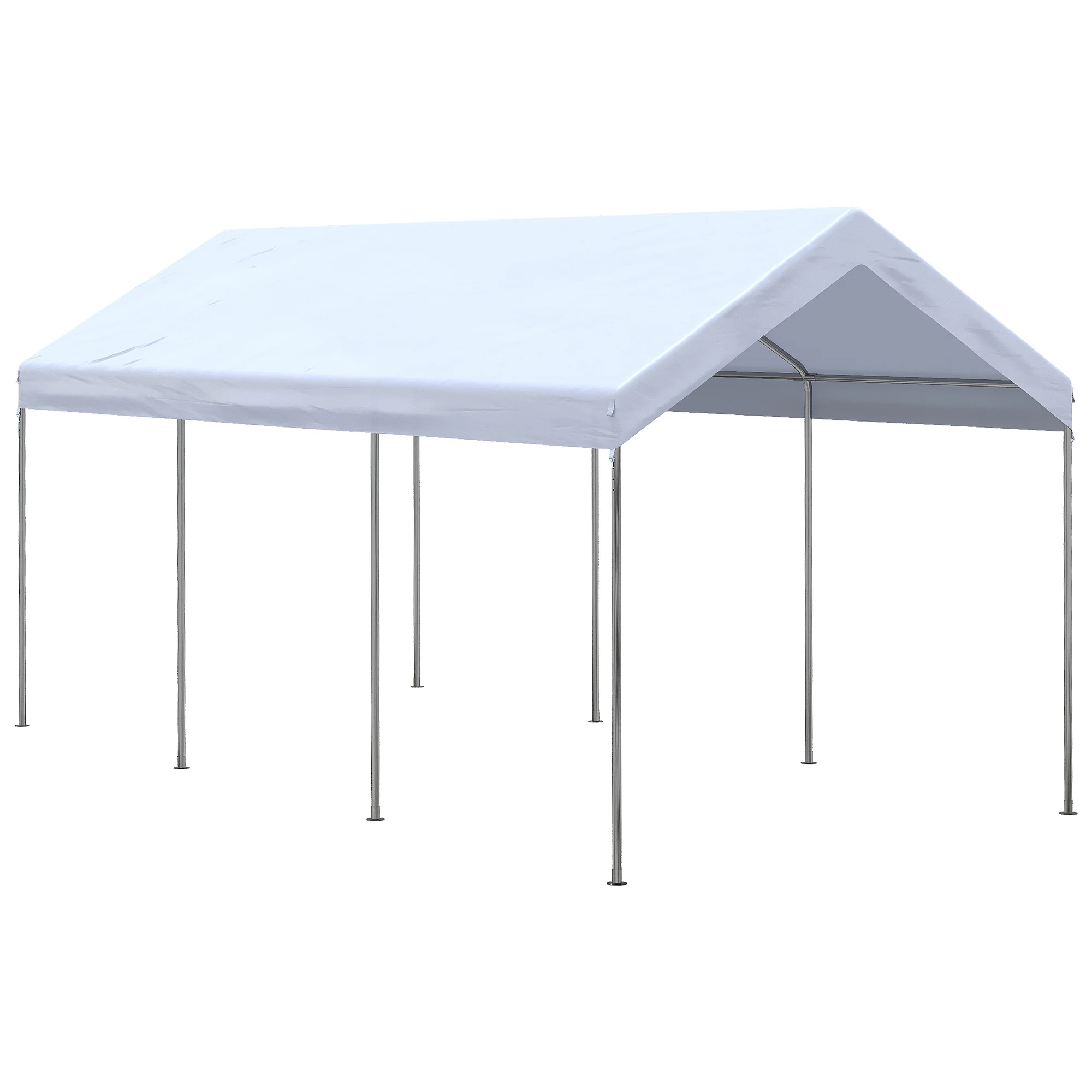 10' x 20' Adjustable Height Portable Canopy Tent with 8 Legs, Shelter for Outdoor Storage, White