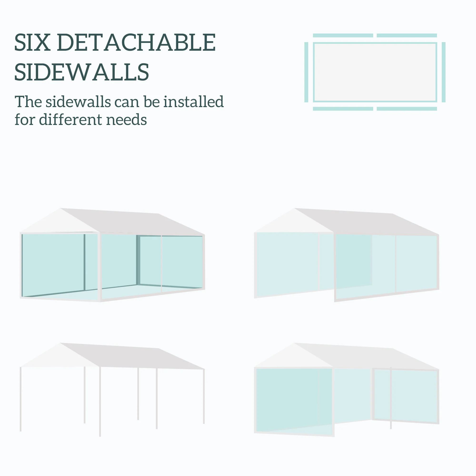 10' x 20' Party Tent Gazebo with Removable Sidewalls, White Shelter for Outdoor Events & BBQs - Image 6