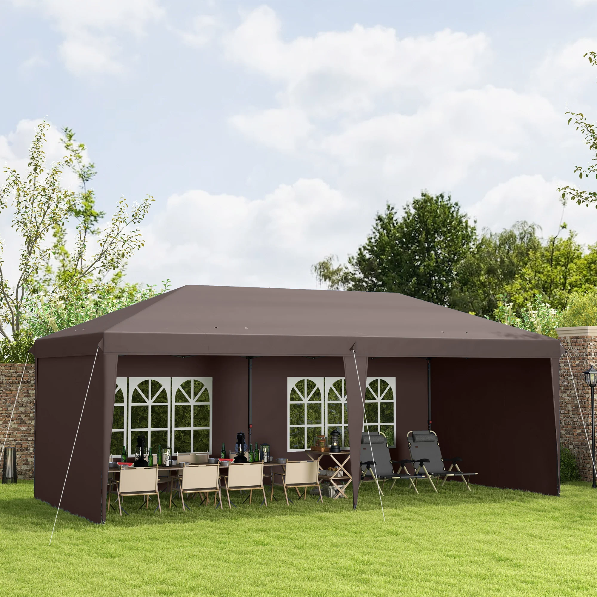10' x 20' Pop Up Canopy Tent with 4 Sidewalls & Carry Bag, Instant Gazebo for Patio & Garden - Image 4