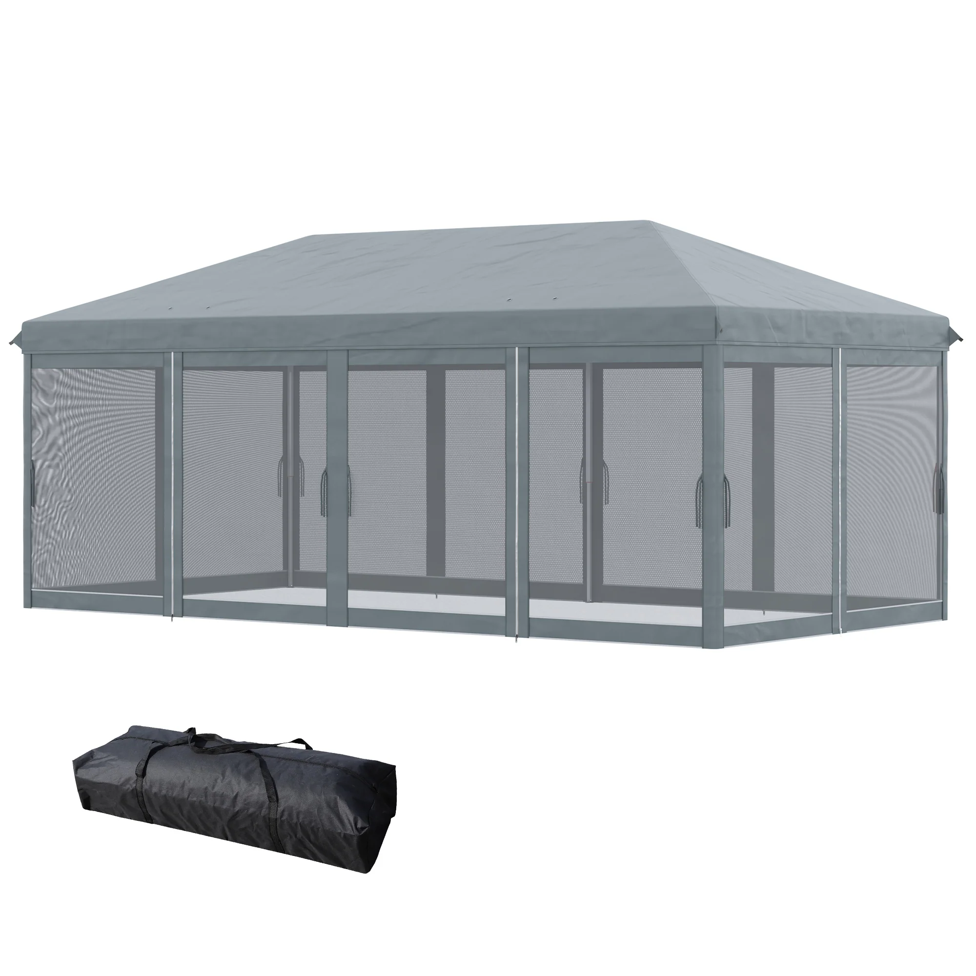 10' x 20' Pop Up Canopy Tent, Netting, Heavy Duty, Instant Sun Shelter, Large, Gray - Image 2