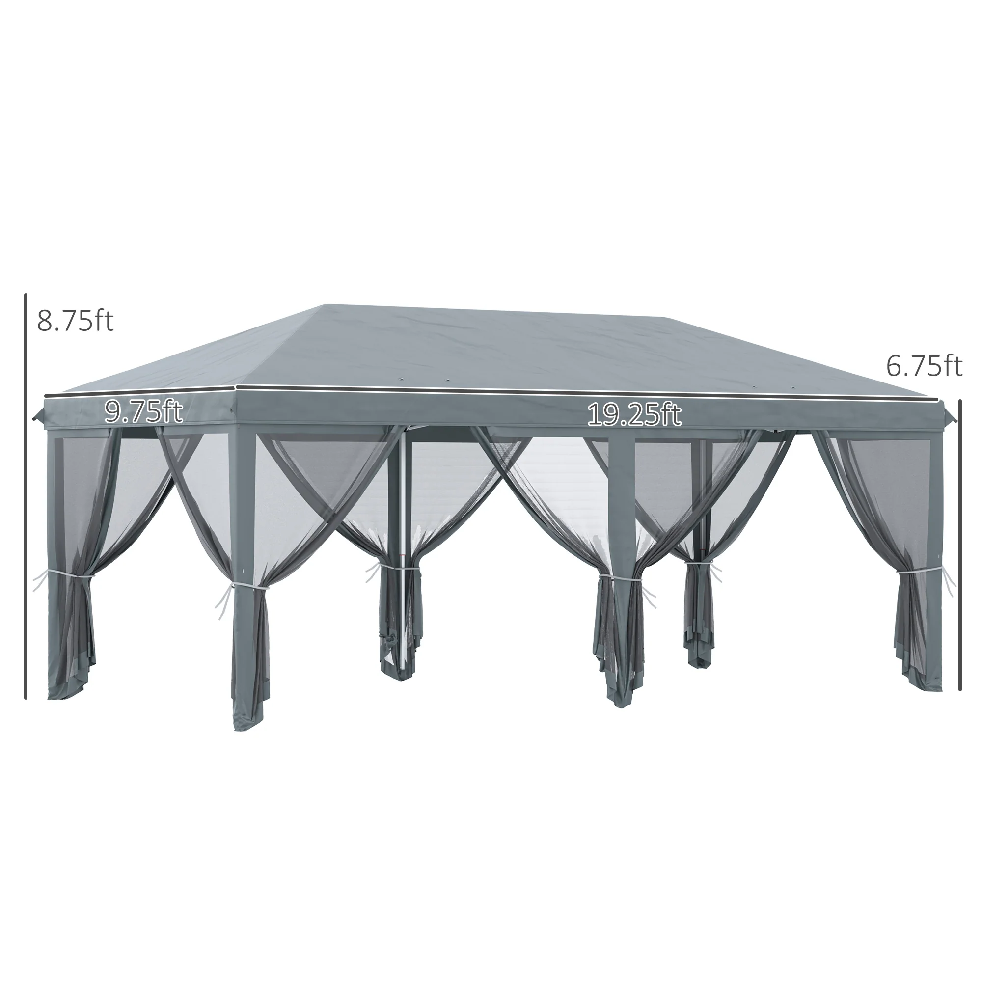 10' x 20' Pop Up Canopy Tent, Netting, Heavy Duty, Instant Sun Shelter, Large, Gray - Image 5