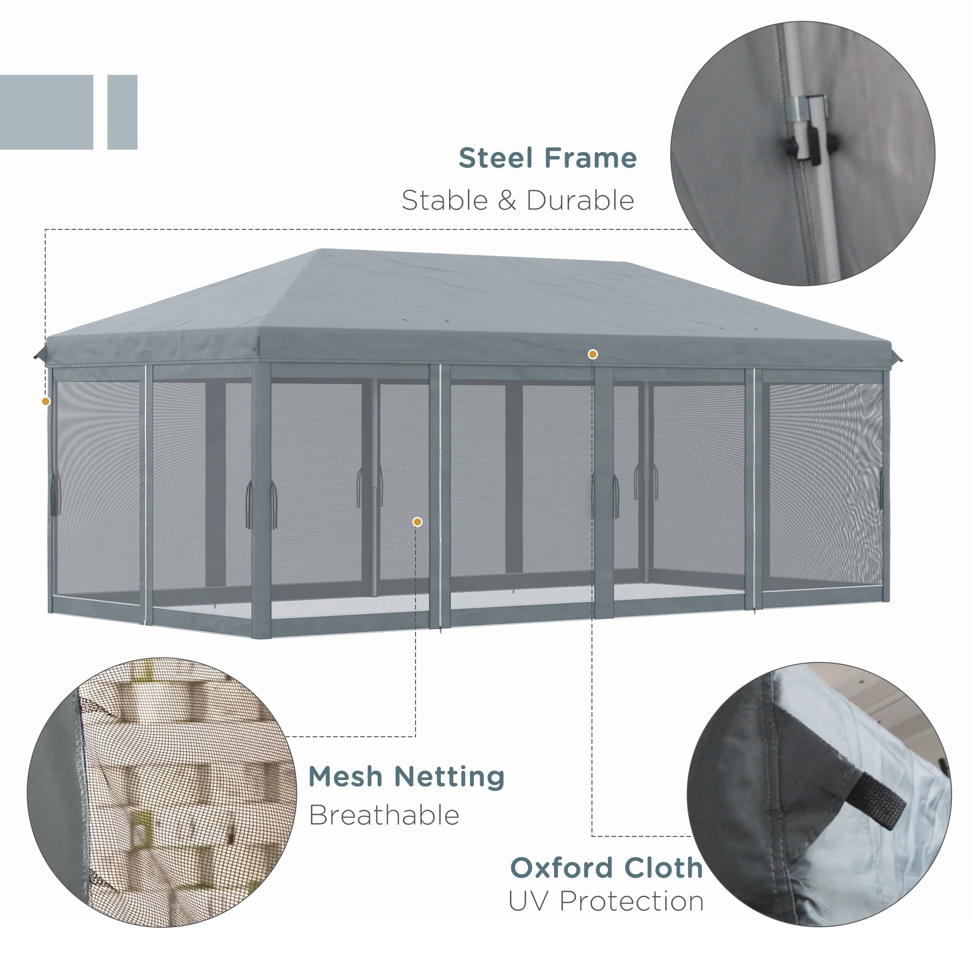10' x 20' Pop Up Canopy Tent, Netting, Heavy Duty, Instant Sun Shelter, Large, Gray - Image 6