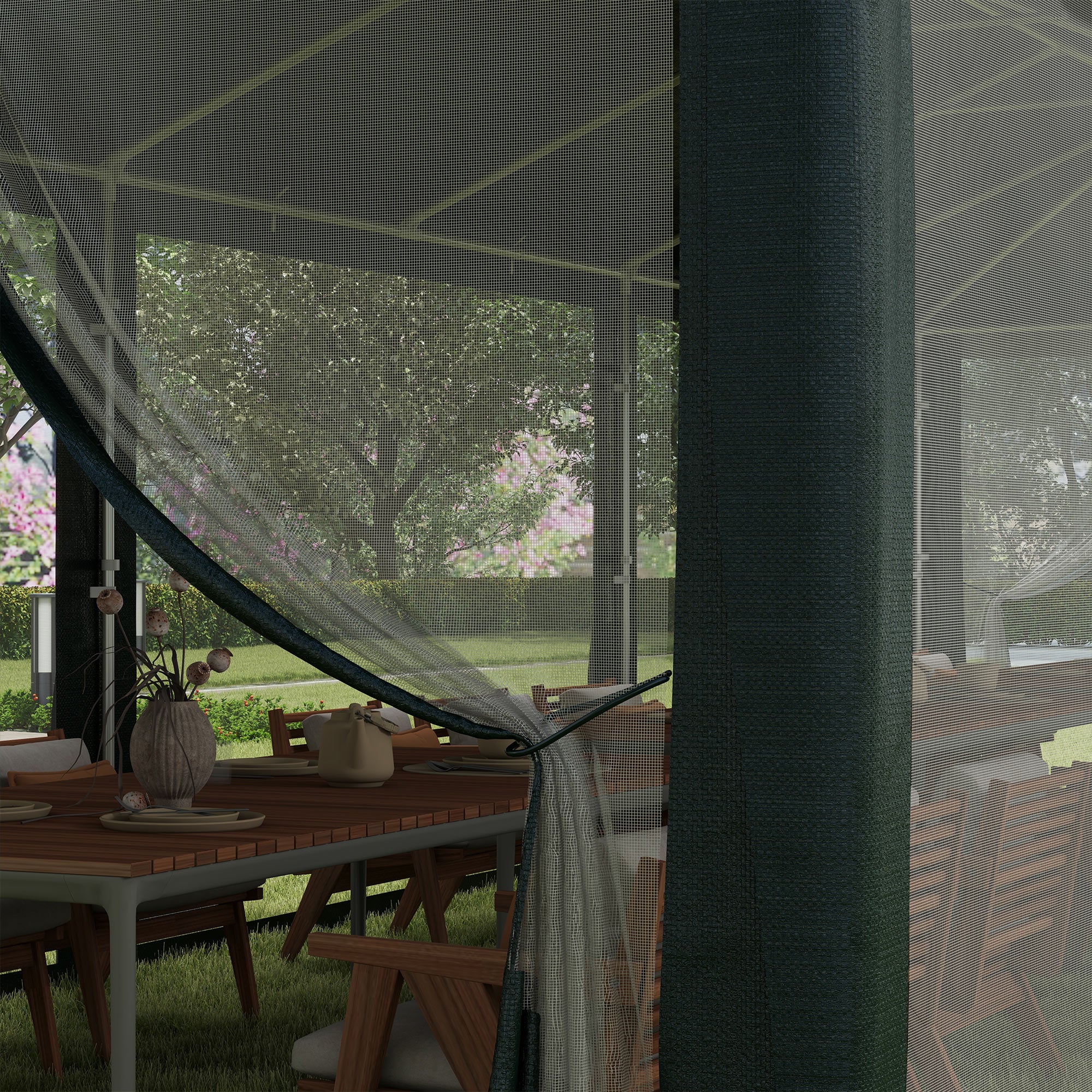 10' x 28' Party Tent, Wedding Canopy with Removable Sidewalls, Shade Shelter, Green - Image 11