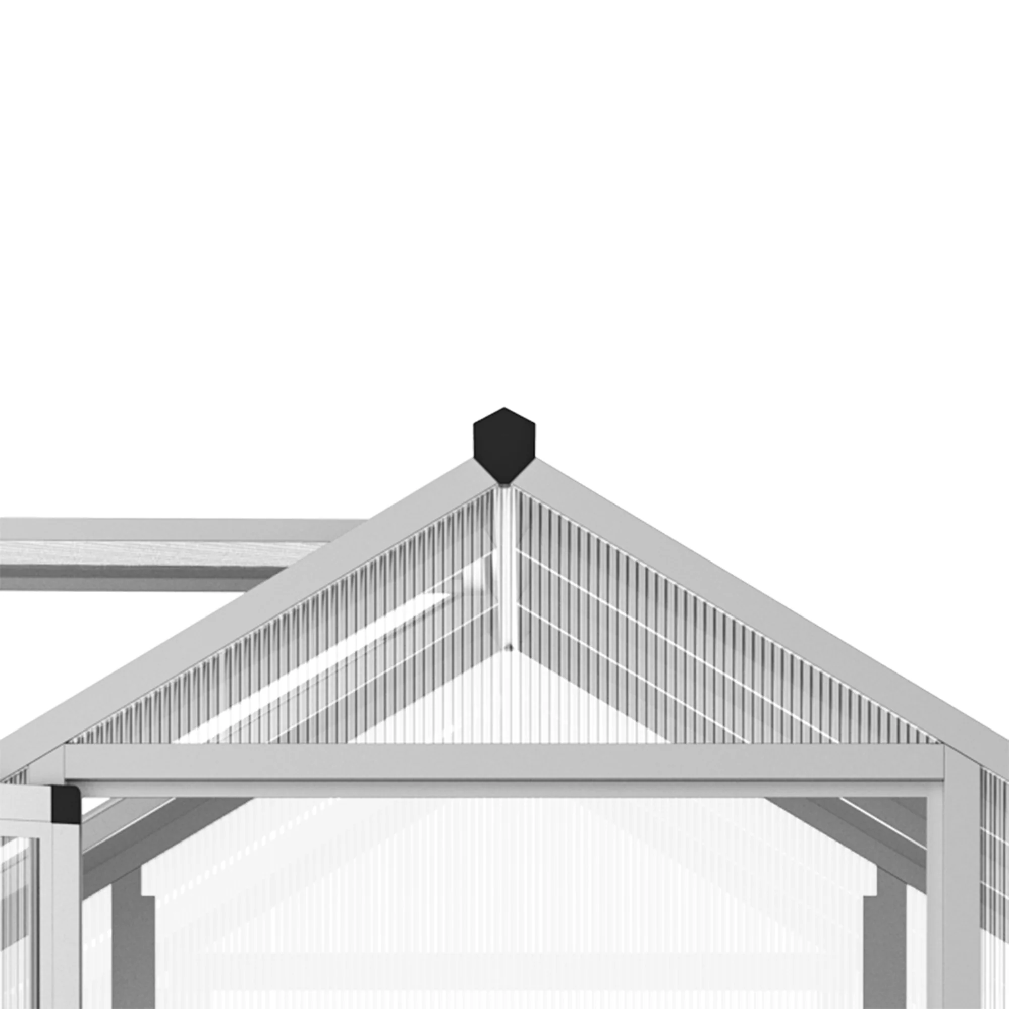 10' x 6' Polycarbonate Greenhouse with Rain Gutter and Roof Vent, Aluminum Frame, Silver - Image 11