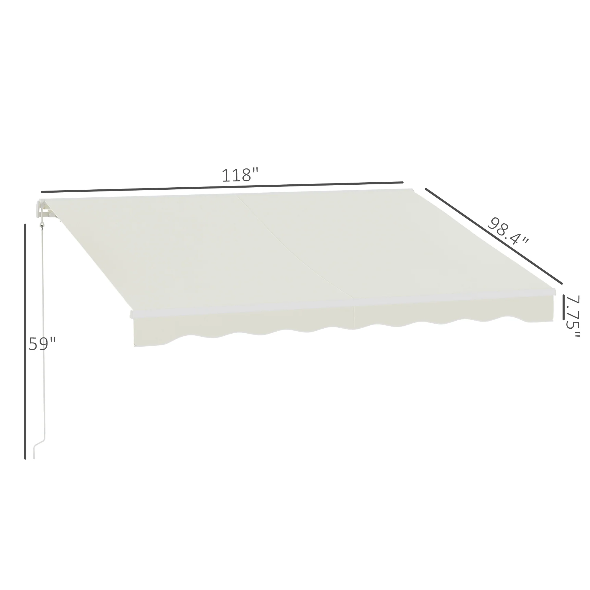 10' x 8' Retractable Electric Awning with UV Protection, Remote Control & Manual Crank in Cream - Image 5