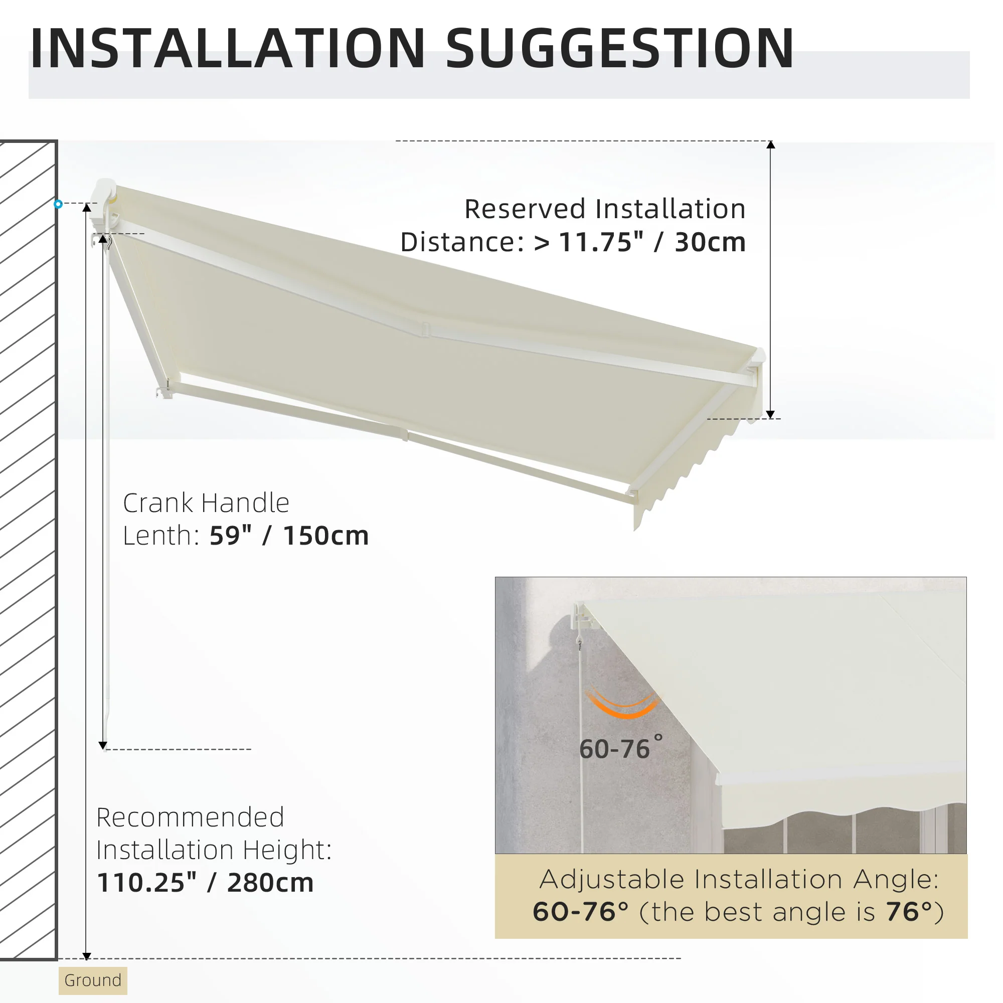 10' x 8' Retractable Electric Awning with UV Protection, Remote Control & Manual Crank in Cream - Image 8