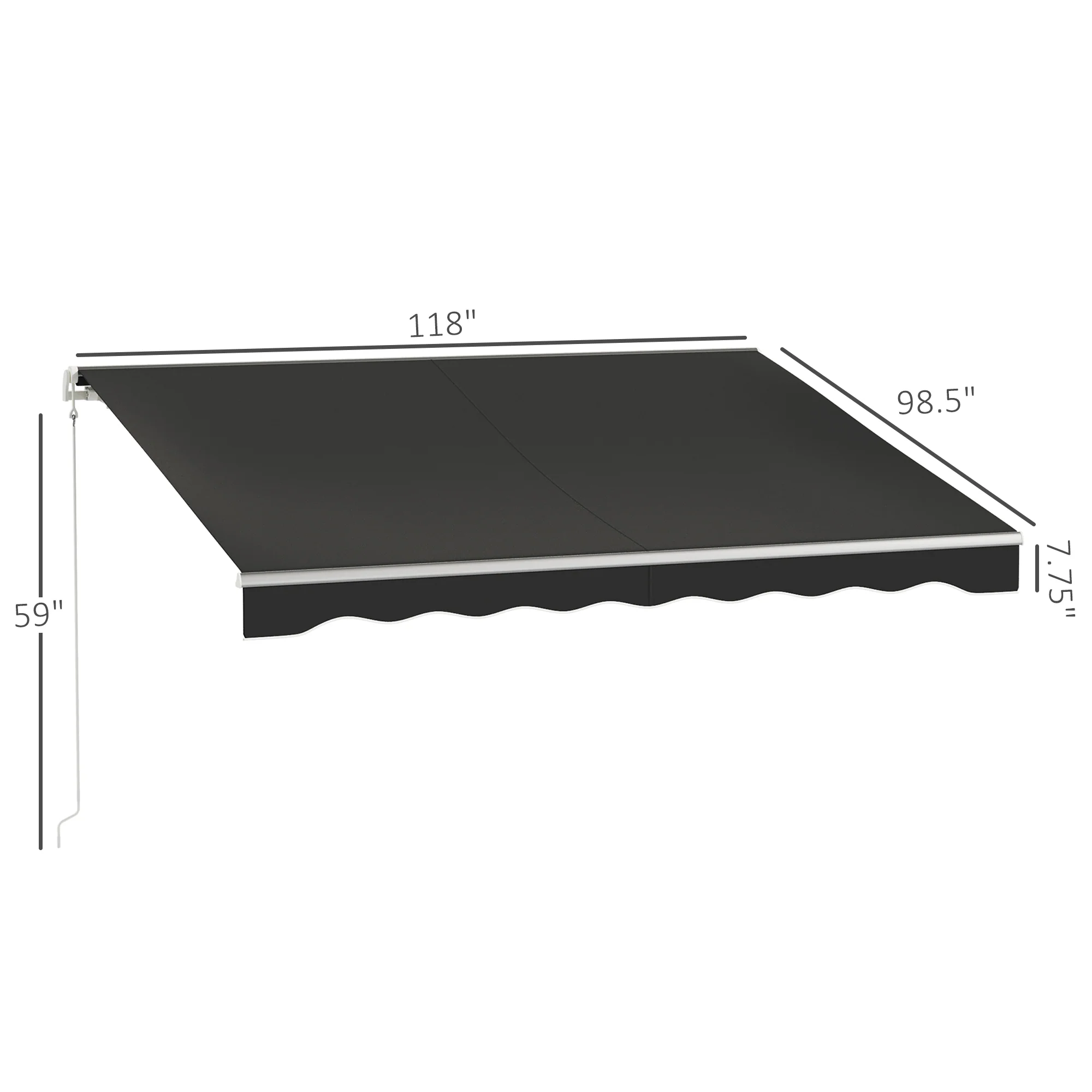 10' x 8' Retractable Electric Awning with Remote & Manual Control, UV Protection Sun Shade, Black - Image 5