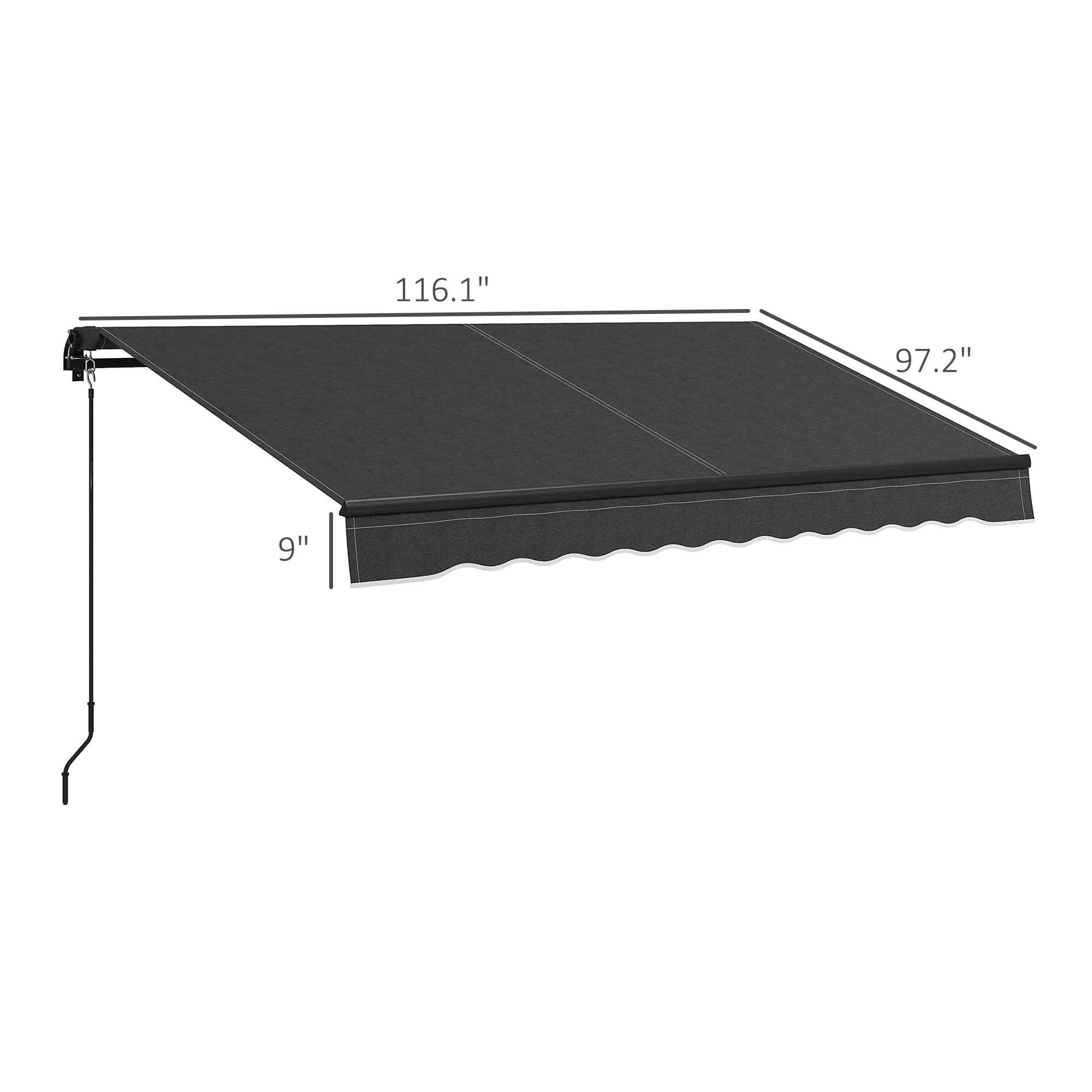 10' x 8' Retractable Awning, 280gsm UV-Resistant Sunshade Shelter for Outdoor Use, Dark Gray - Image 5