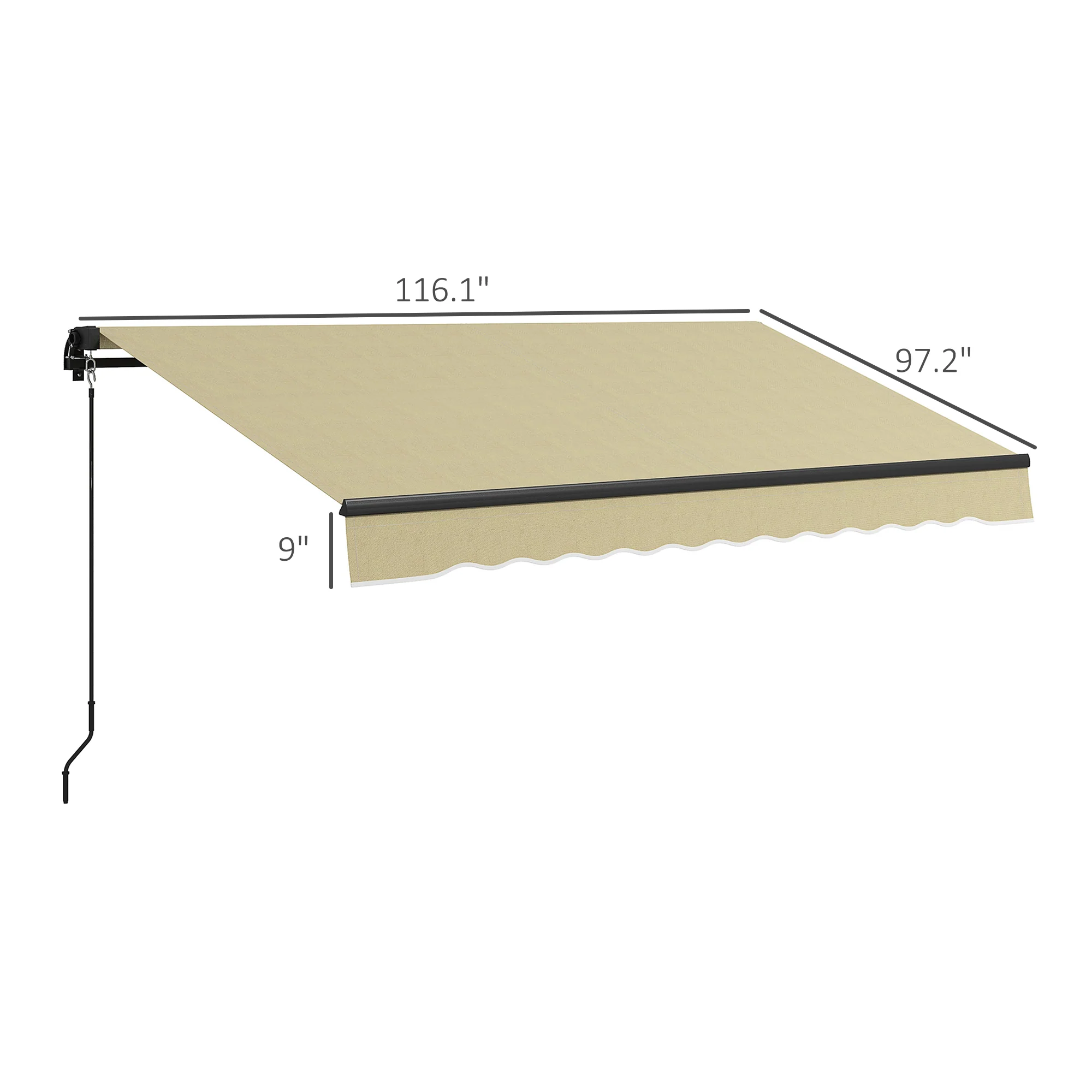 10' x 8' UV-Resistant Retractable Sunshade Shelter for Patio, Deck, Beige - Image 5