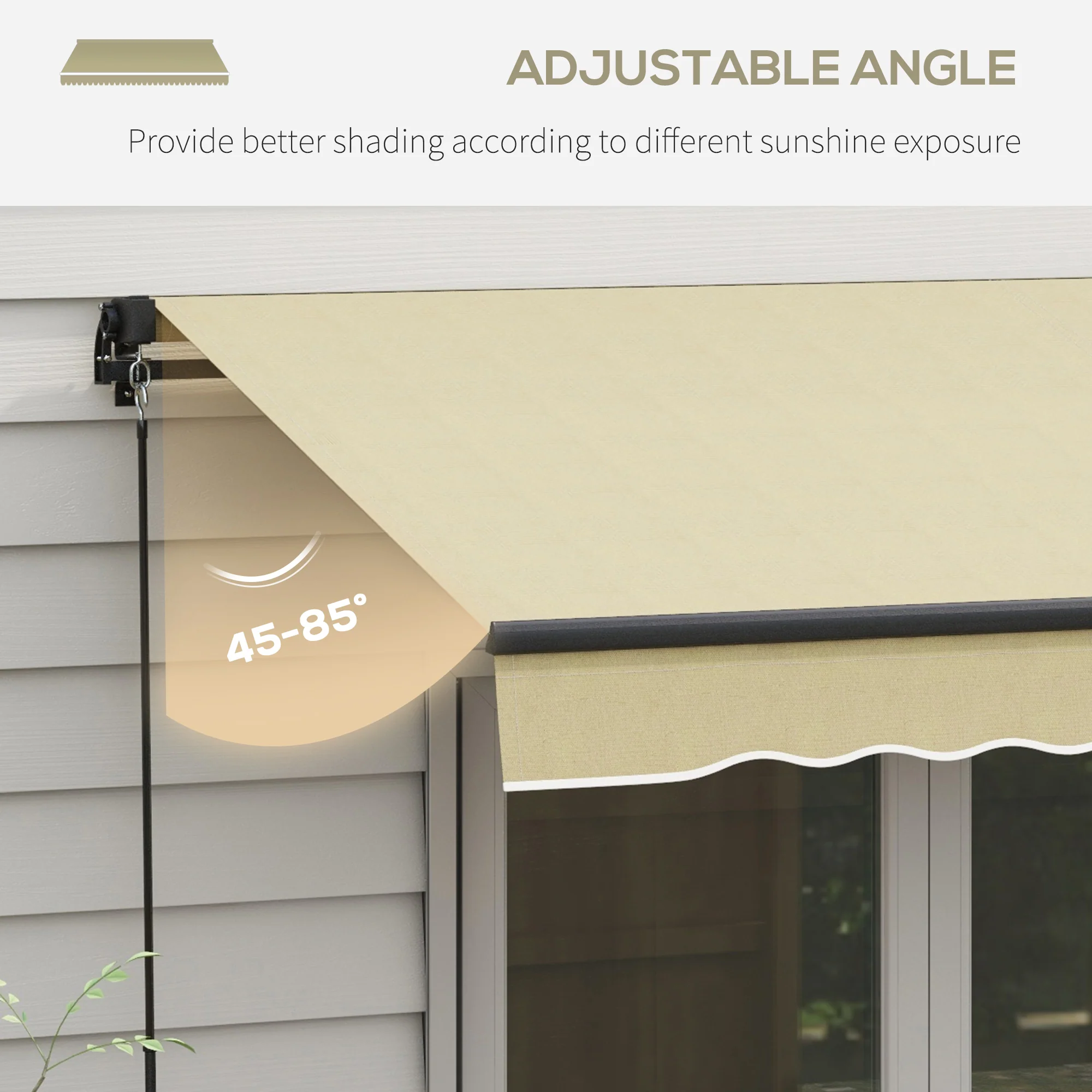 10' x 8' UV-Resistant Retractable Sunshade Shelter for Patio, Deck, Beige - Image 7