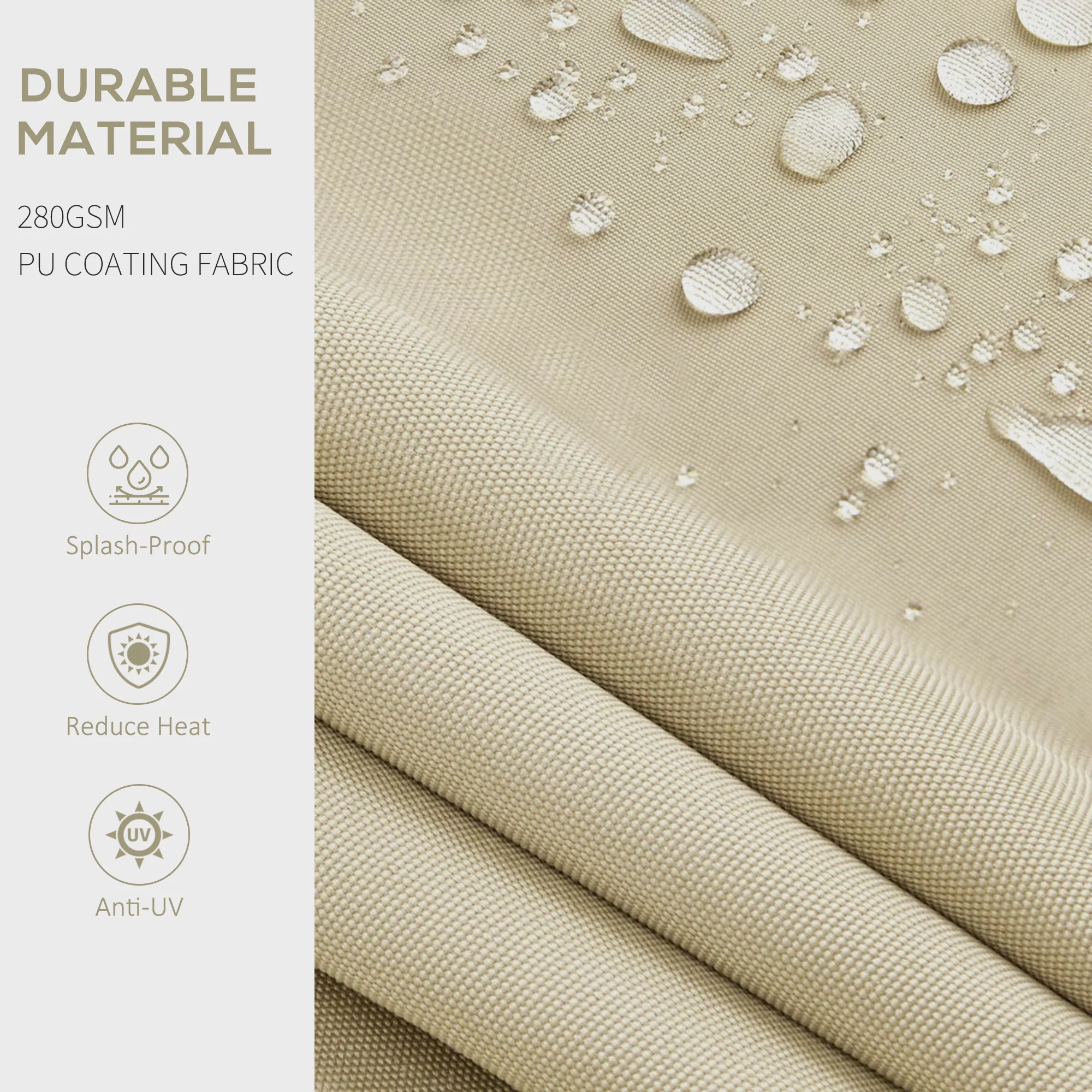 10' x 8' UV-Resistant Retractable Sunshade Shelter for Patio, Deck, Beige - Image 8