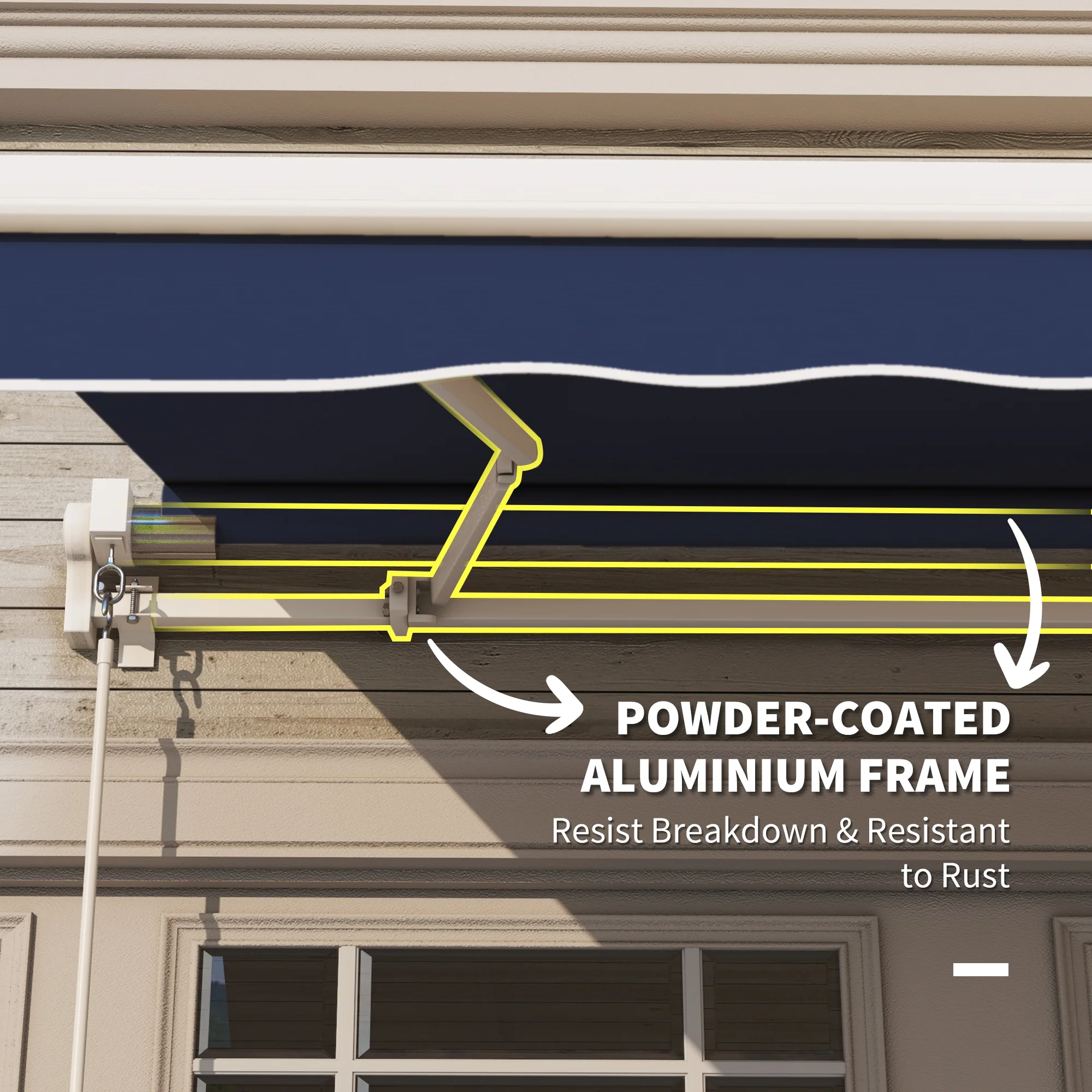 10' x 8' Manual Crank Retractable Awning, UV/Water-Resistant Sun Shelter, Blue - Image 8