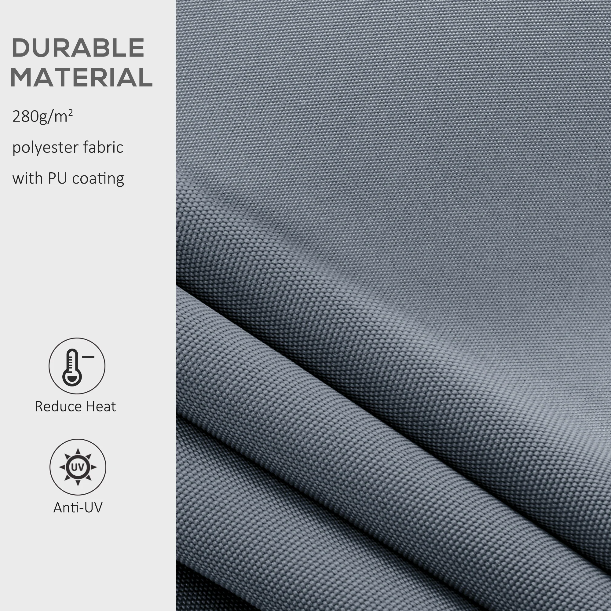 10'x8' Manual Retractable Sun Shade with UV Protection, Dark Gray - Image 9