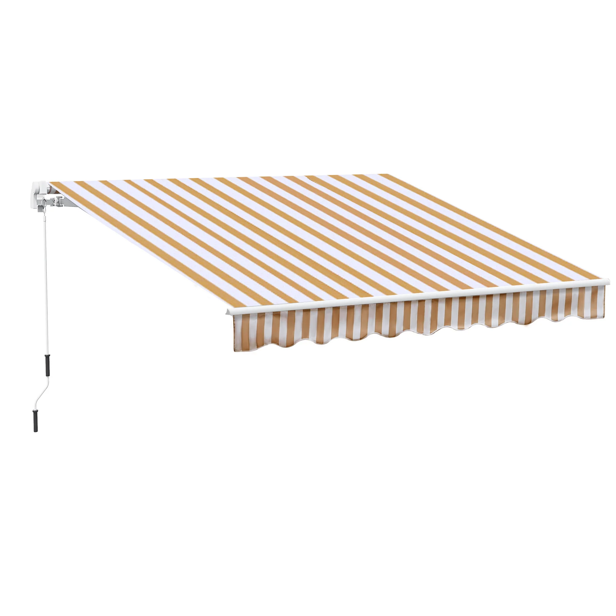 10'x8' Retractable Patio Awning with UV/Water-Resistant Fabric, Manual Crank, Beige