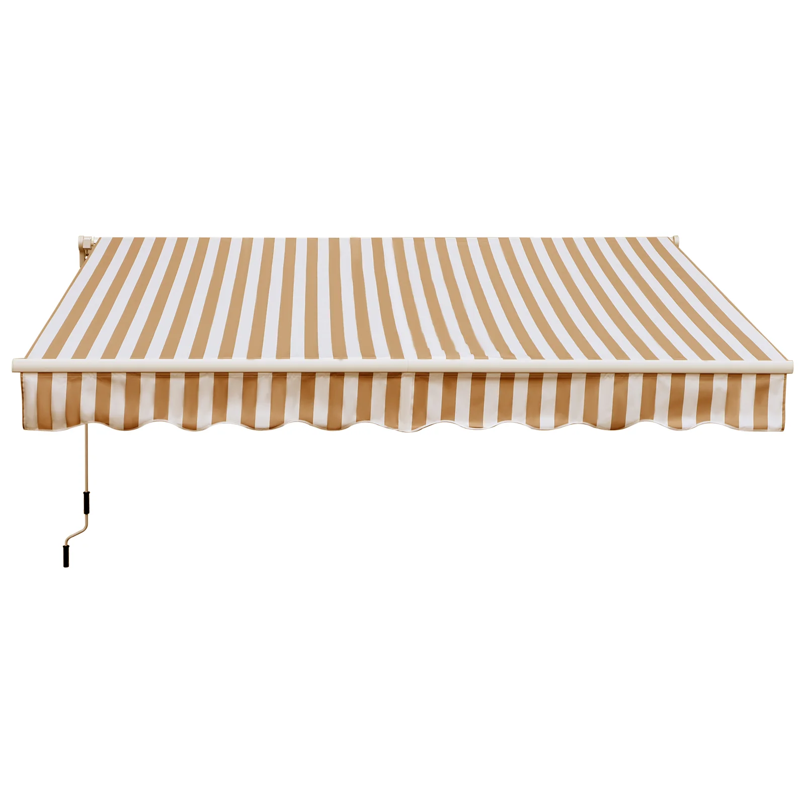 10'x8' Retractable Patio Awning with UV/Water-Resistant Fabric, Manual Crank, Beige - Image 2
