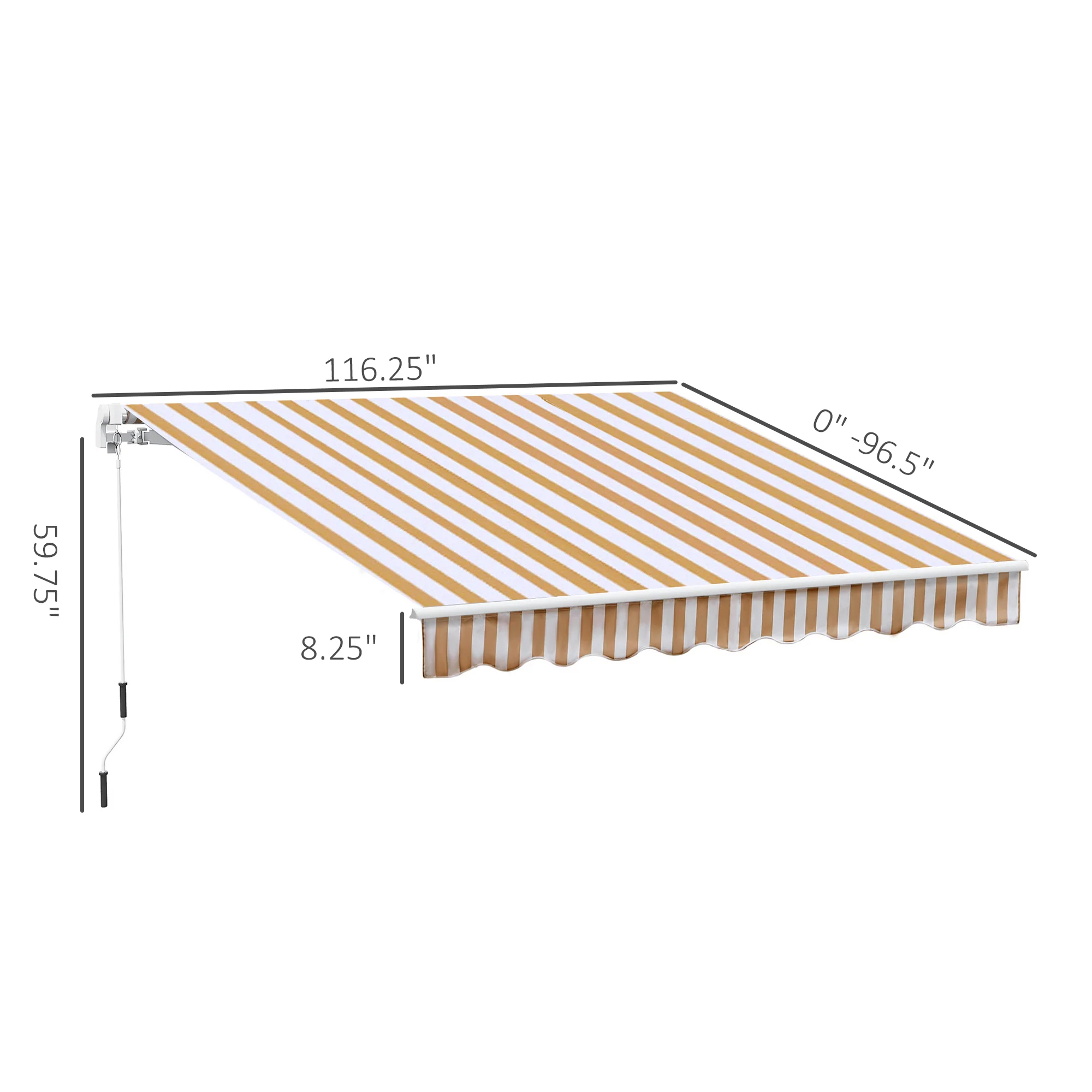 10'x8' Retractable Patio Awning with UV/Water-Resistant Fabric, Manual Crank, Beige - Image 5