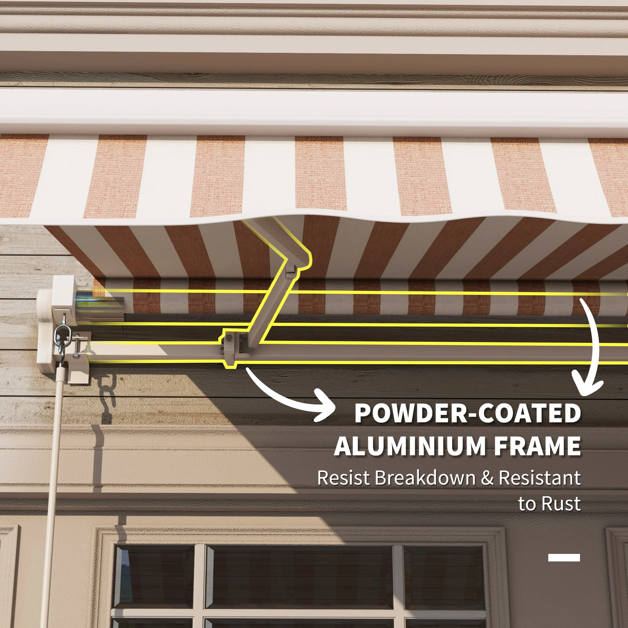 10'x8' Retractable Patio Awning with UV/Water-Resistant Fabric, Manual Crank, Beige - Image 8