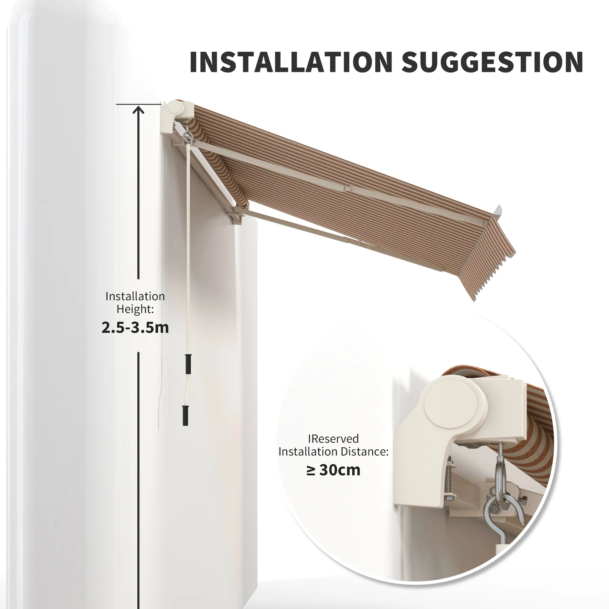 10'x8' Retractable Patio Awning with UV/Water-Resistant Fabric, Manual Crank, Beige - Image 9