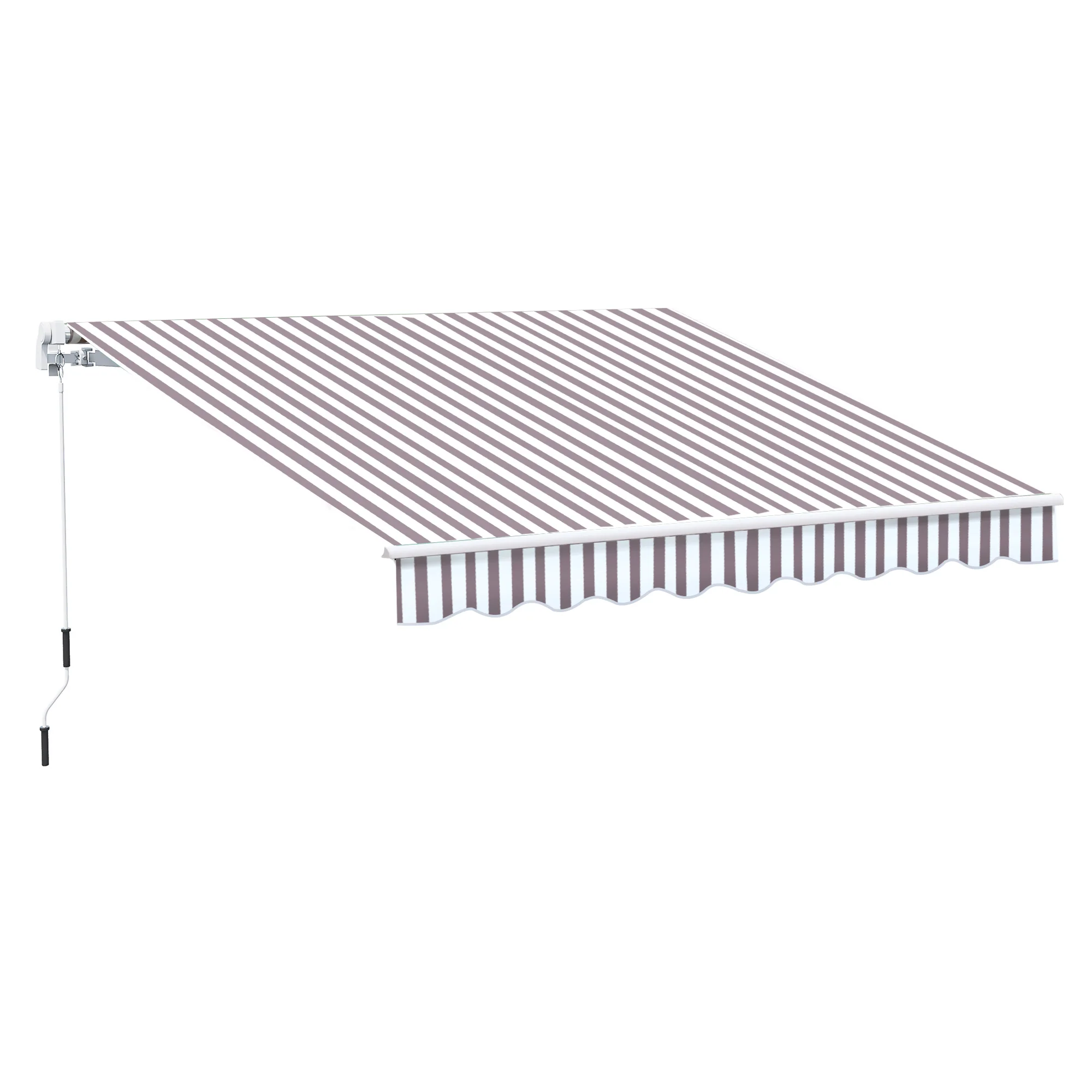 10' x 8' Retractable Patio Awning with UV/Water-Resistant Fabric, Manual Crank, Coffee Stripes