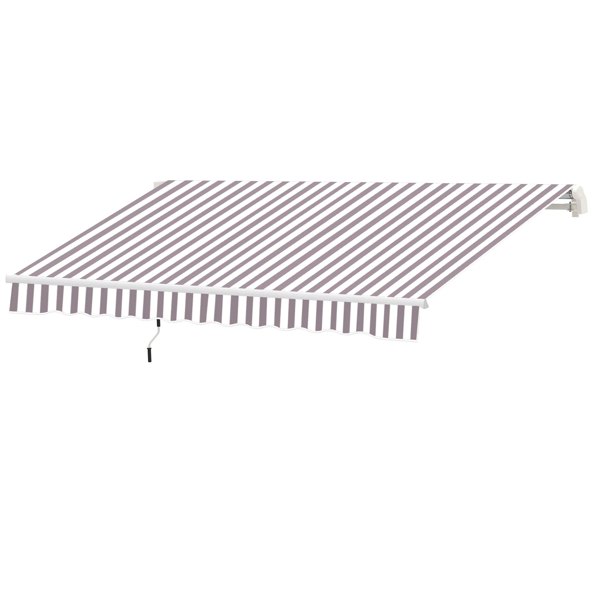 10' x 8' Retractable Patio Awning with UV/Water-Resistant Fabric, Manual Crank, Coffee Stripes - Image 2