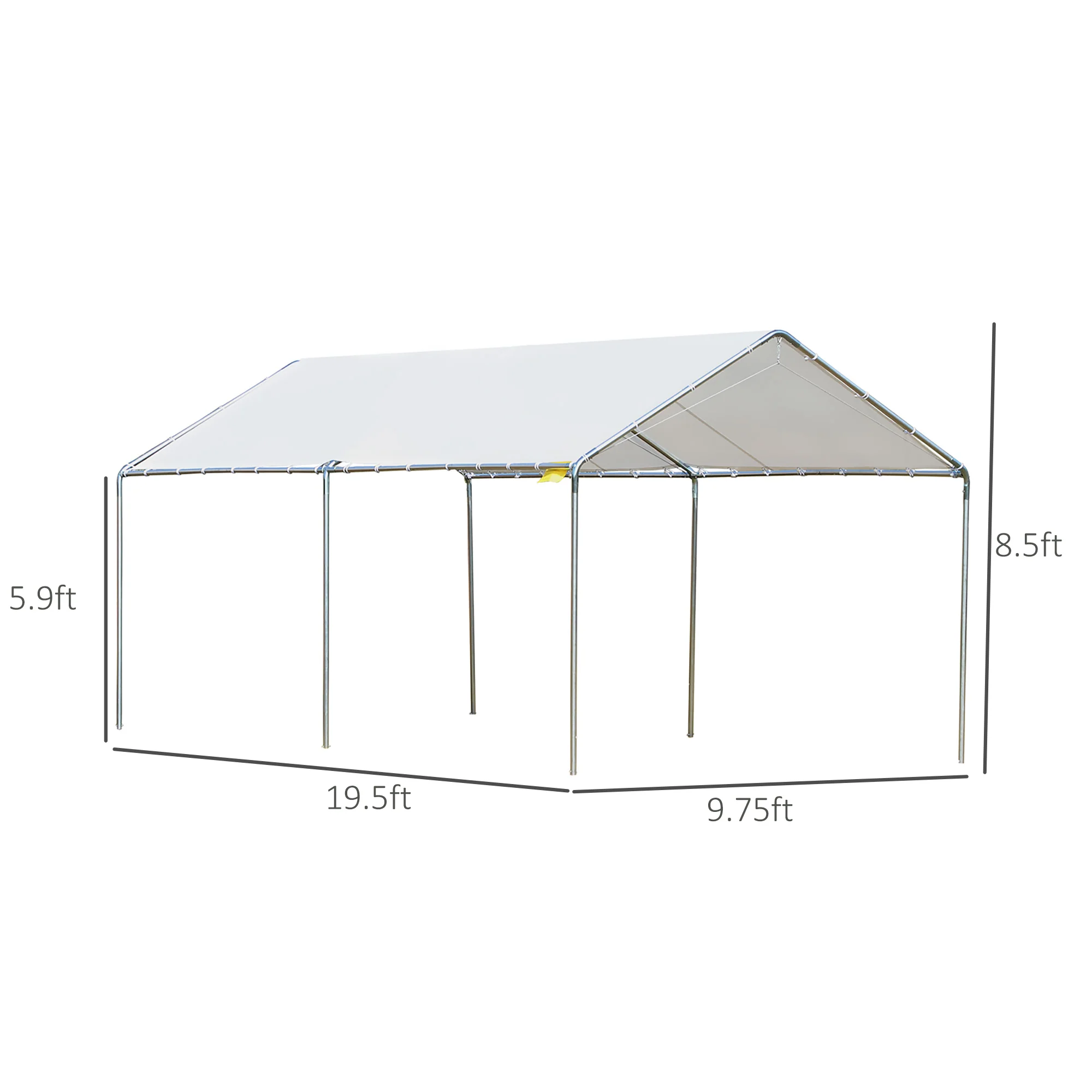 10' x 20' Car Canopy with Reinforced Steel Cables & Anchor Kit, White - Image 5