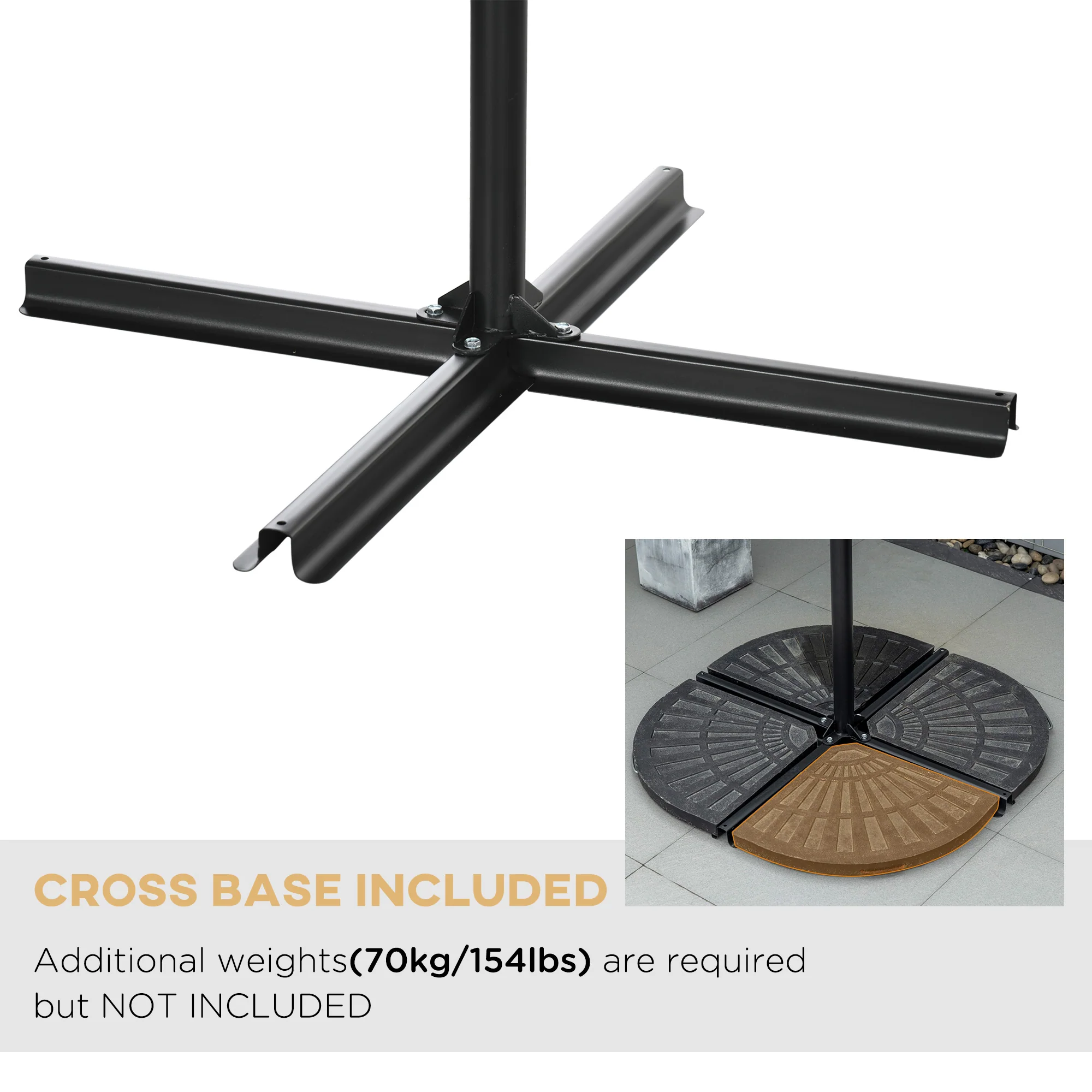 10FT Cantilever Umbrella with Crank & Cross Base, Tan - Image 8