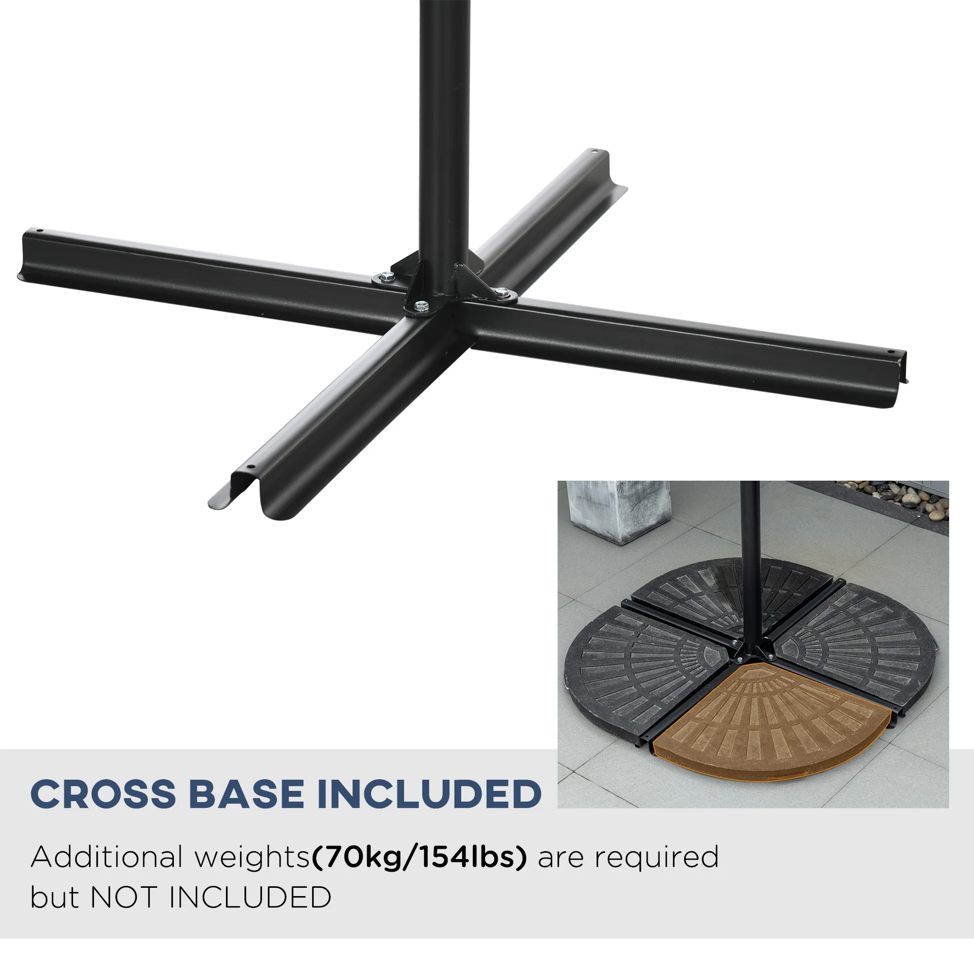 10FT Offset Patio Umbrella with Crank & Cross Base, Navy Blue - Image 8