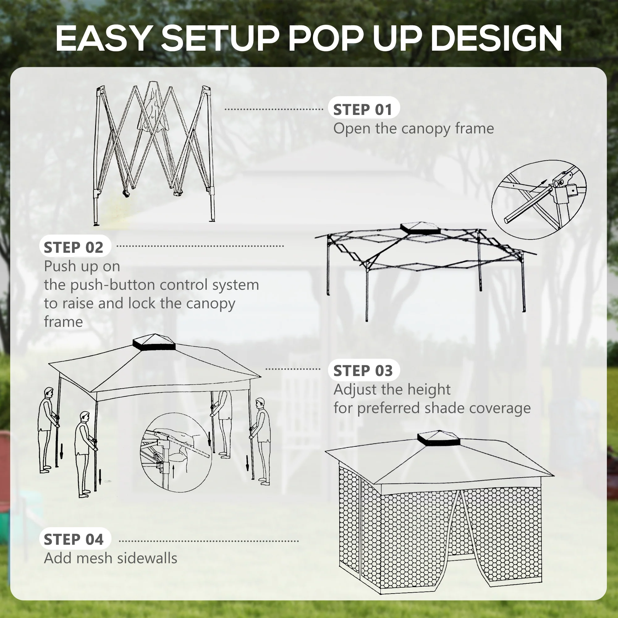 11'x11' Pop-Up Gazebo Shelter with Zipper Netting & Carry Bag, Beige - Image 7