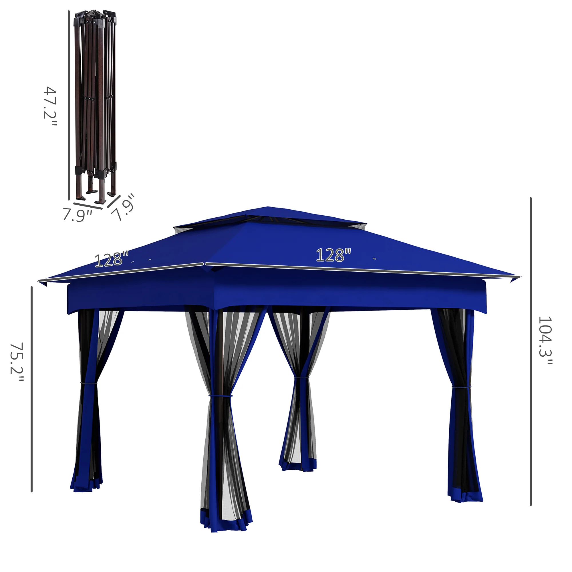 11' x 11' Pop-Up Canopy Shelter with Zipper Netting & Carry Bag, Blue - Image 5