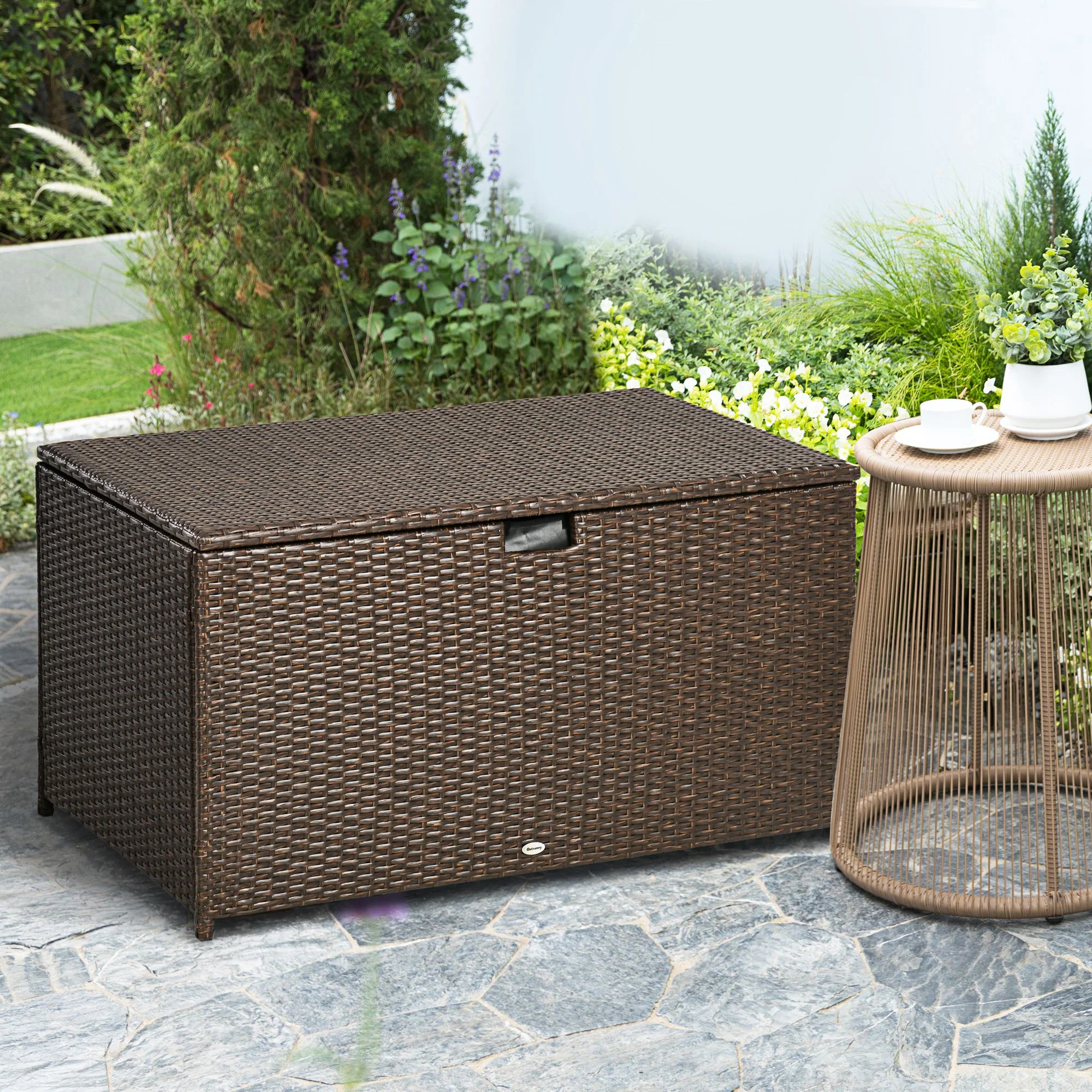 113 Gallon Waterproof Storage Container for Indoor, Patio, Pool, Garden, Brown - Image 4