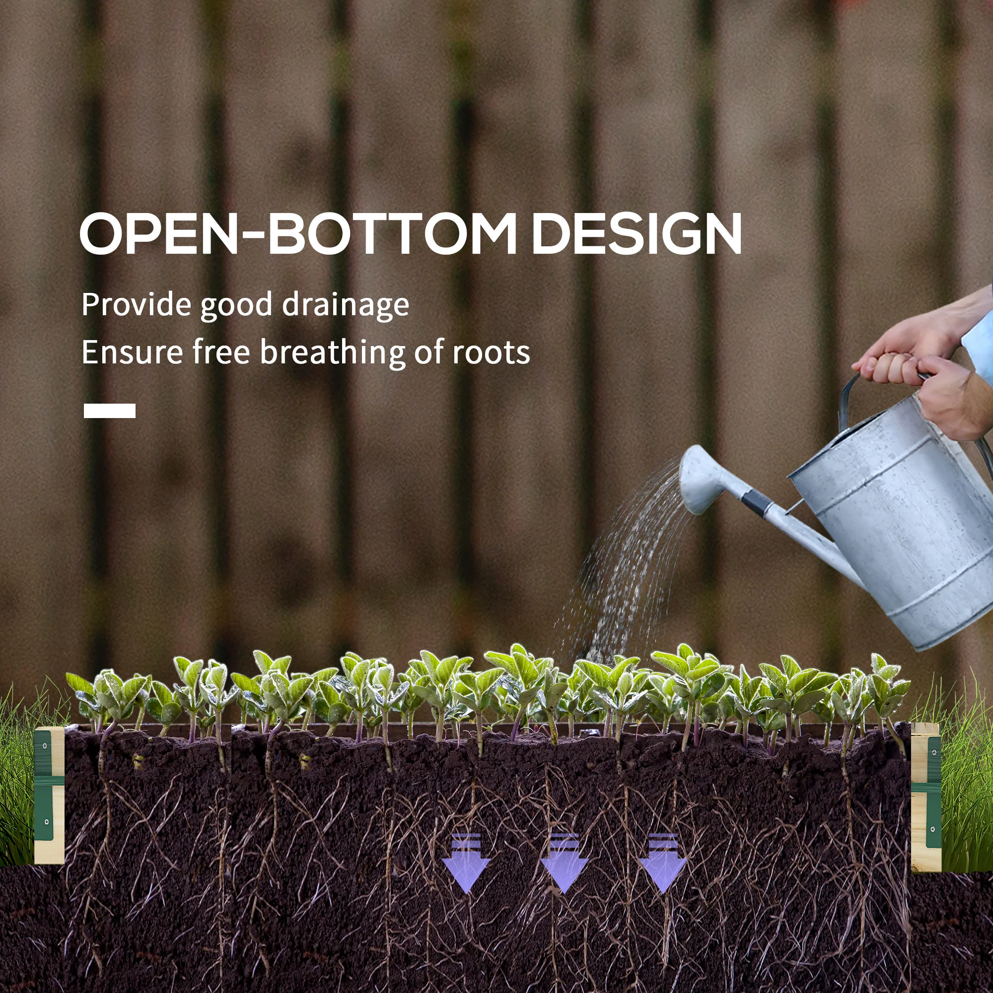 12 Pockets Raised Garden Bed with Greenhouse and Roll Up Windows, Wooden Planter Box Kit with Cover, Dual Use for Vegetables, Flowers, 4' x 3' x 2' - Image 8