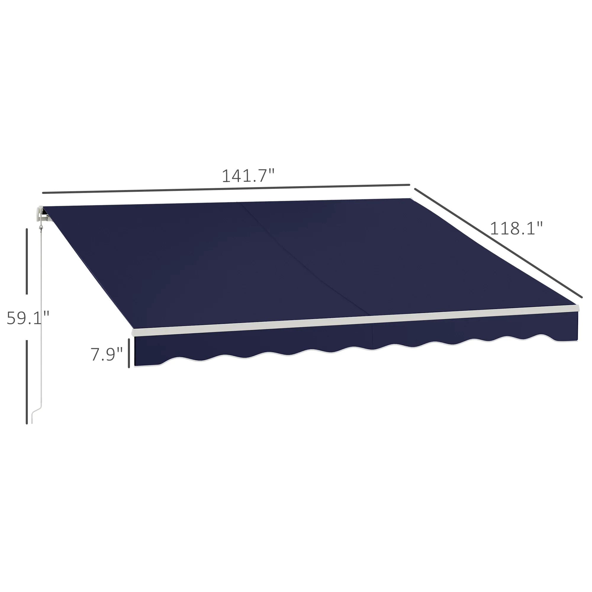 12' x 10' Electric Retractable Awning with Remote & Crank Handle, Blue - Image 5