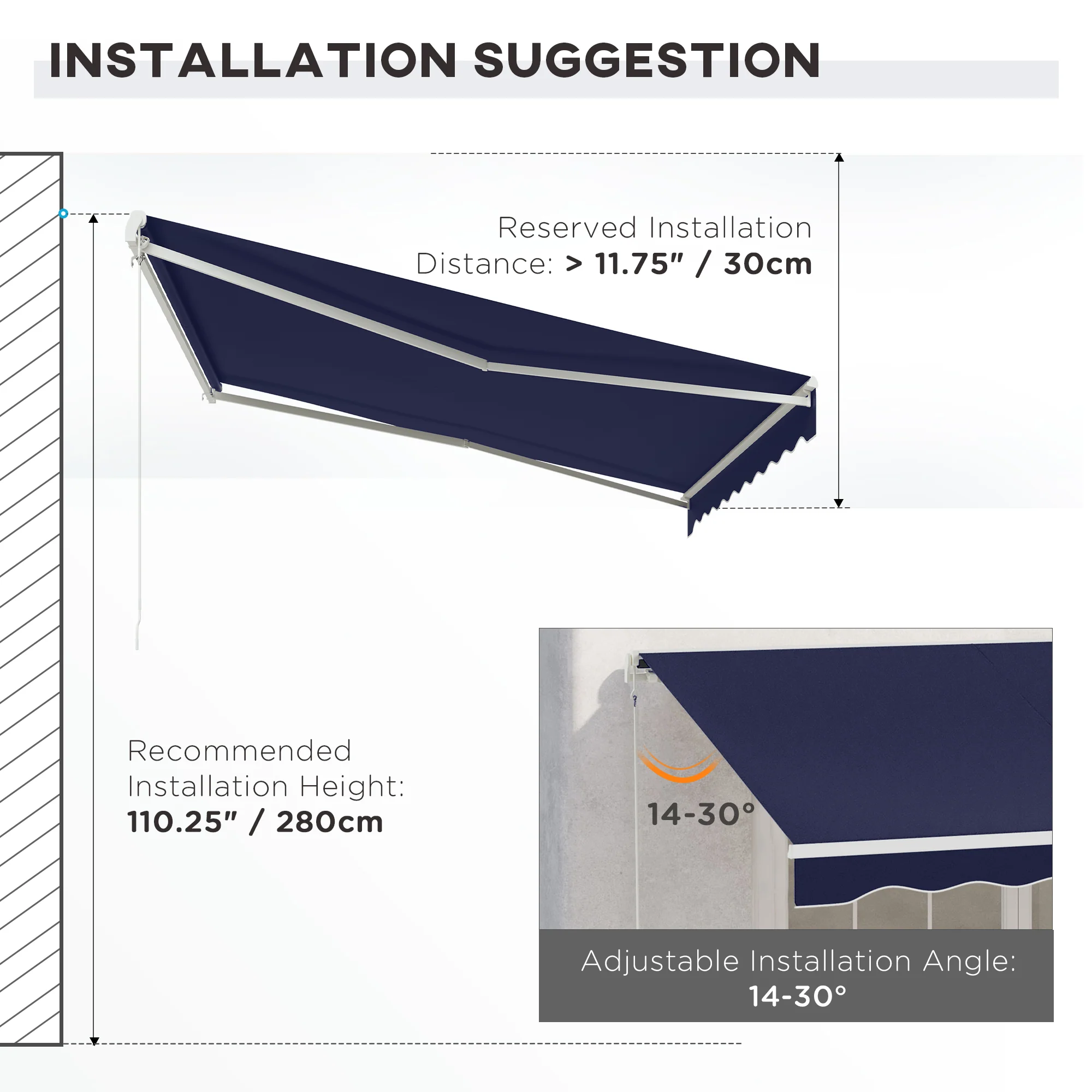 12' x 10' Electric Retractable Awning with Remote & Crank Handle, Blue - Image 8