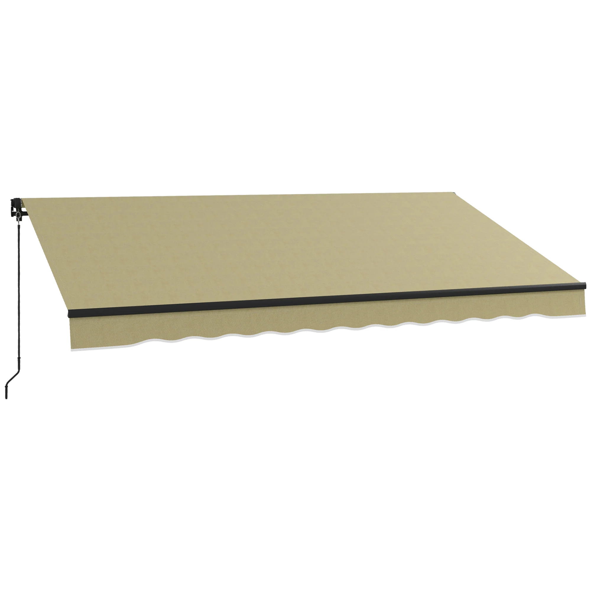 12' x 10' Retractable Awning, UV-Resistant 280GSM Sunshade Shelter for Deck & Balcony, Beige - Image 2