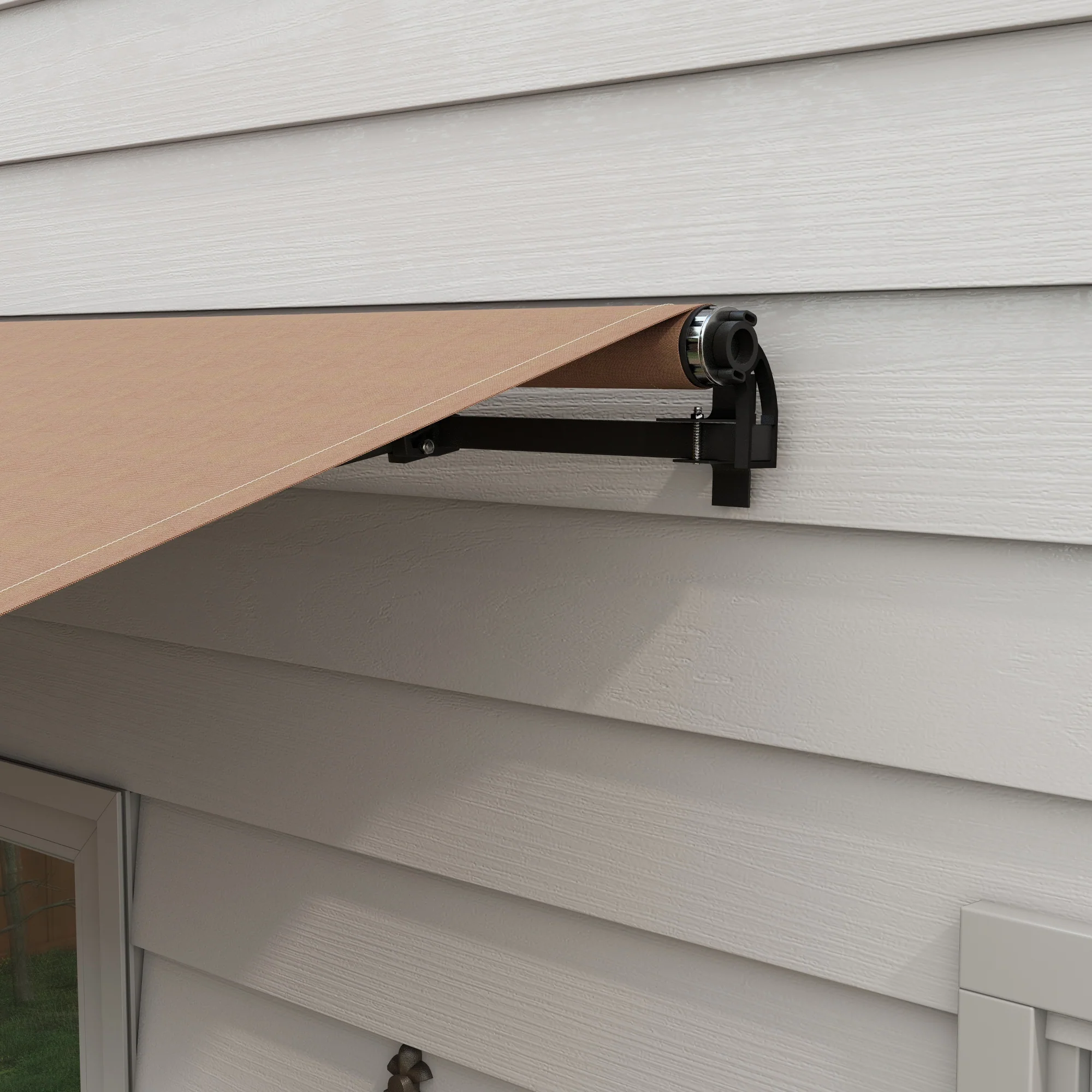 12' x 10' Retractable Awning, 280gsm UV Resistant Sunshade Shelter, Coffee - Image 11