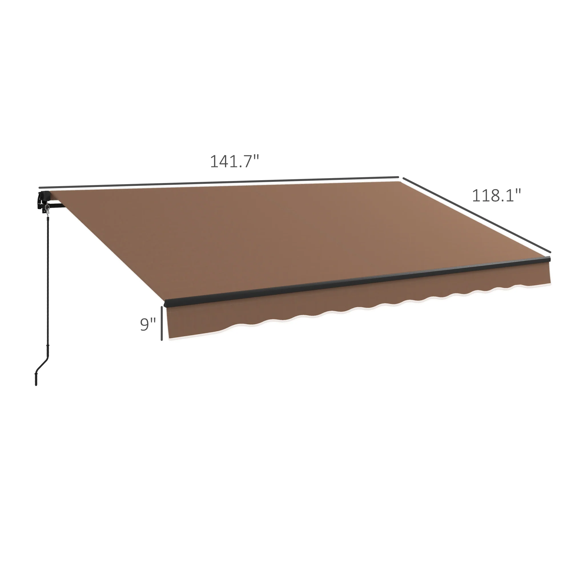 12' x 10' Retractable Awning, 280gsm UV Resistant Sunshade Shelter, Coffee - Image 5