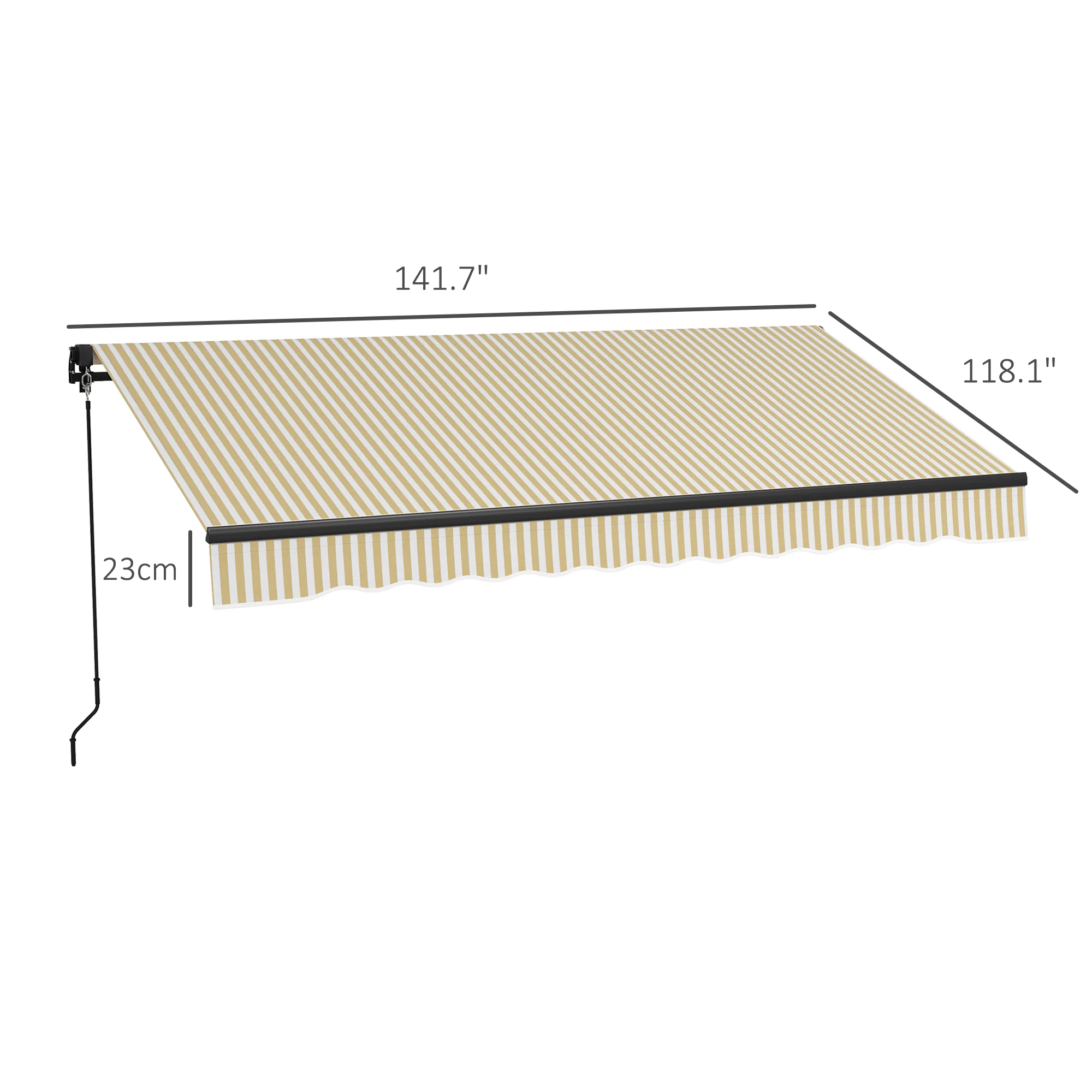 12' x 10' Retractable Awning UV-Resistant 280gsm Sunshade, Beige & White - Image 5