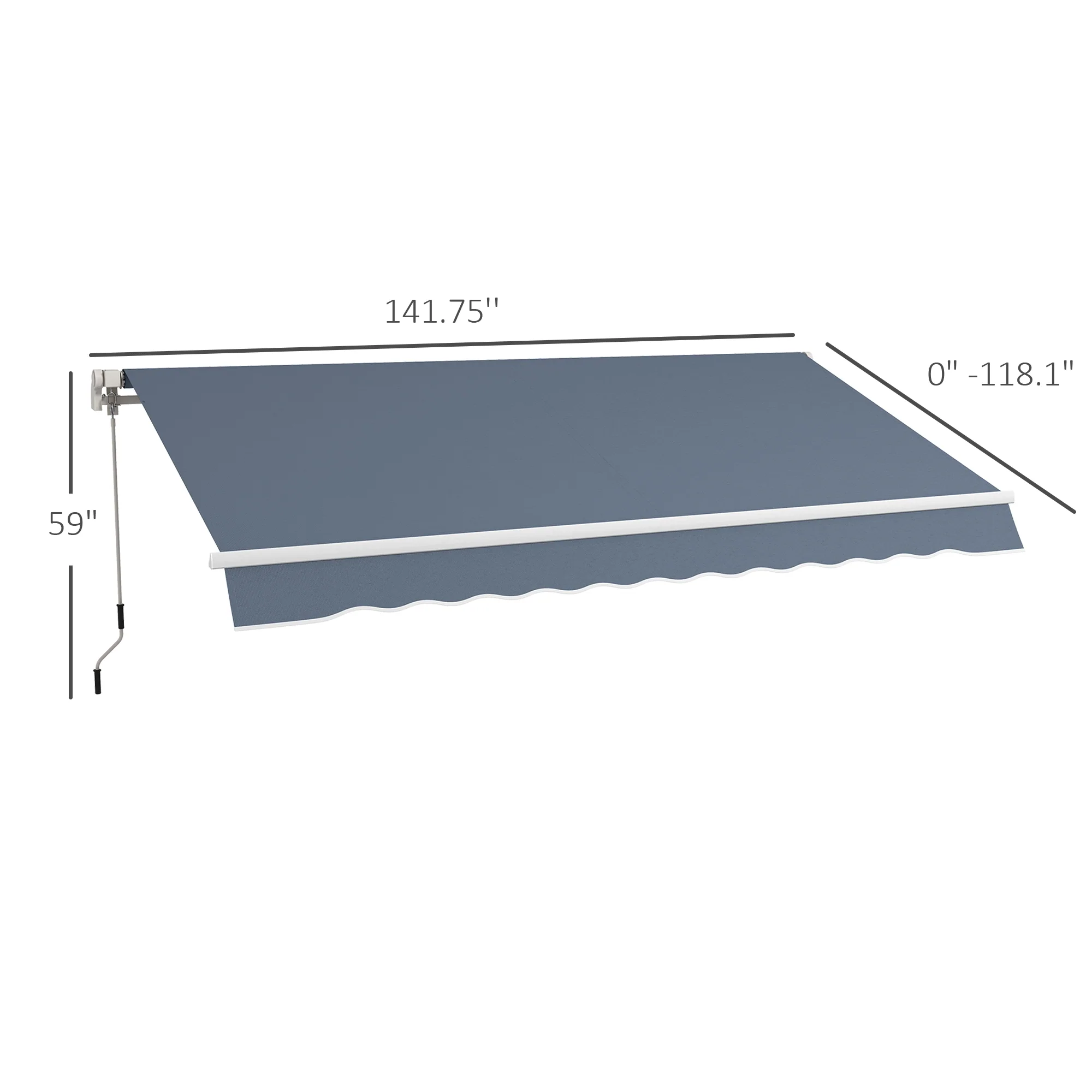 12' x 10' Manual Retractable Adjustable Awning, Versatile Outdoor Sunshade Shelter, Charcoal Gray - Image 5