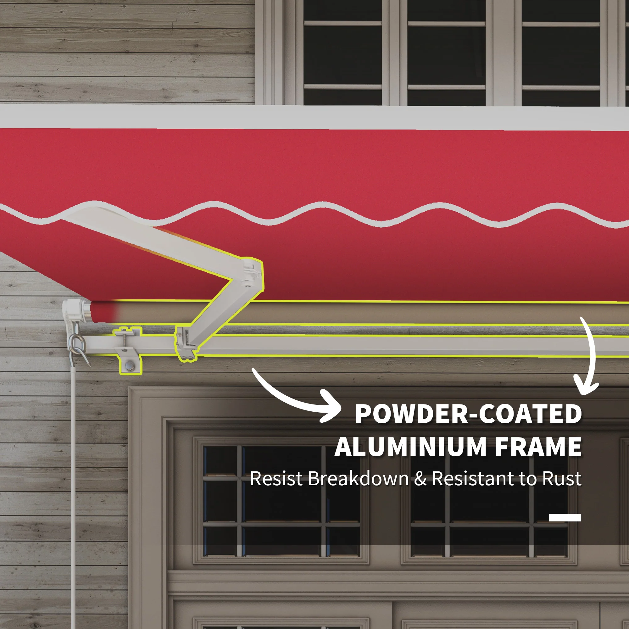 12' x 10' Manual Retractable Awning, Adjustable & Versatile, Wine Red - Image 8