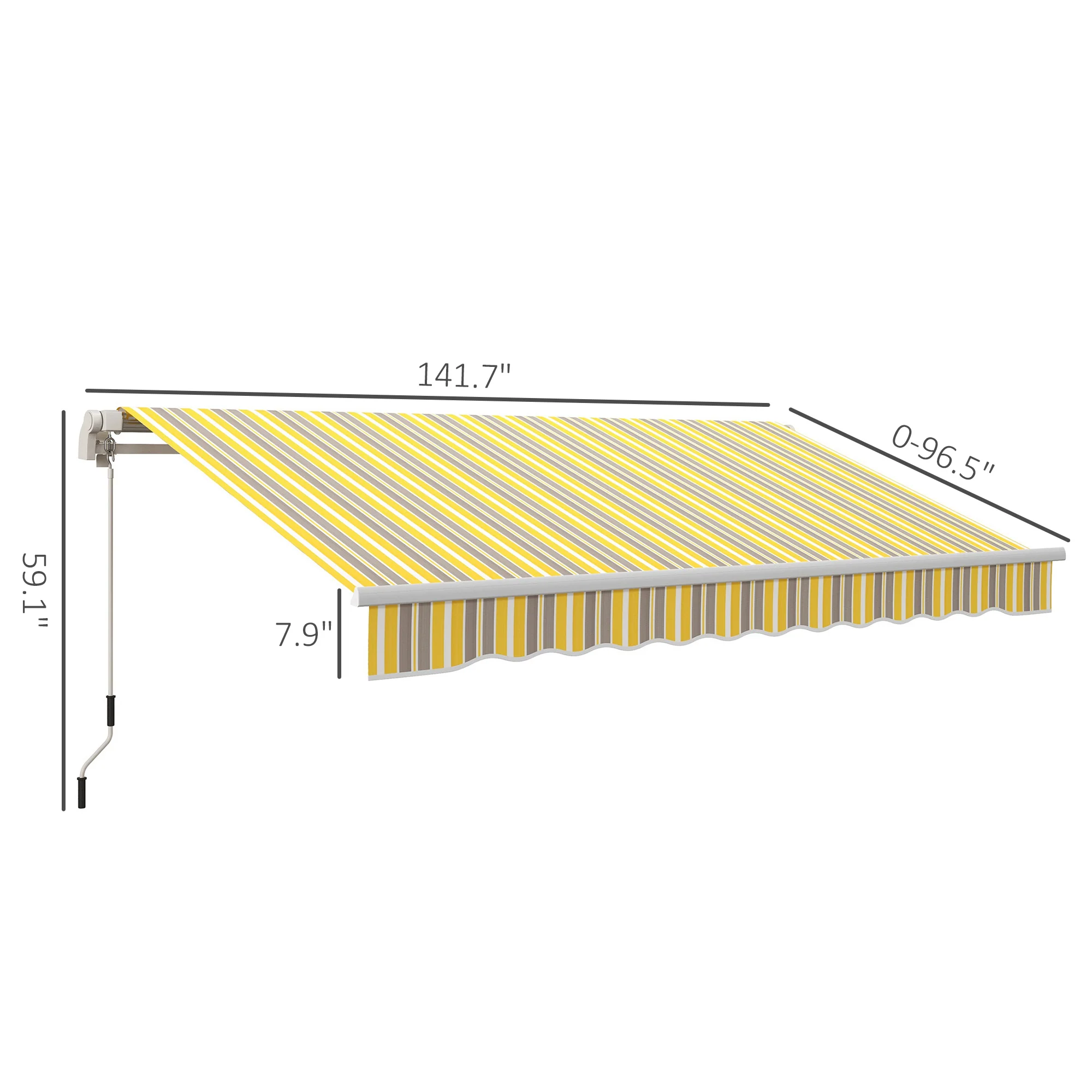 12' x 10' Retractable Awning with Adjustable Design, Sunshade Shelter in Yellow & Grey - Image 5