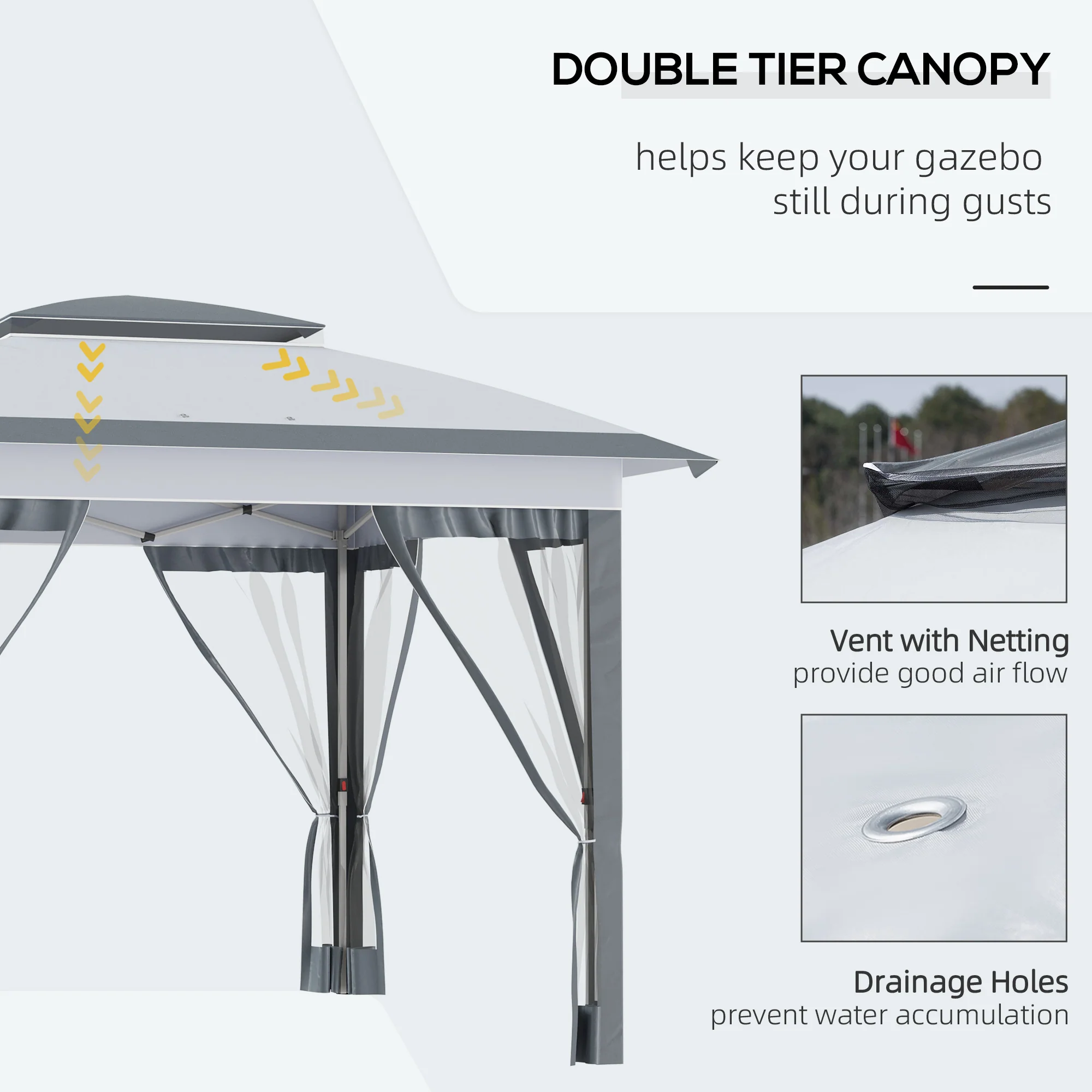 12' x 12' Canopy Tent with Netting, Instant Setup, Adjustable Height, Gray - Image 10