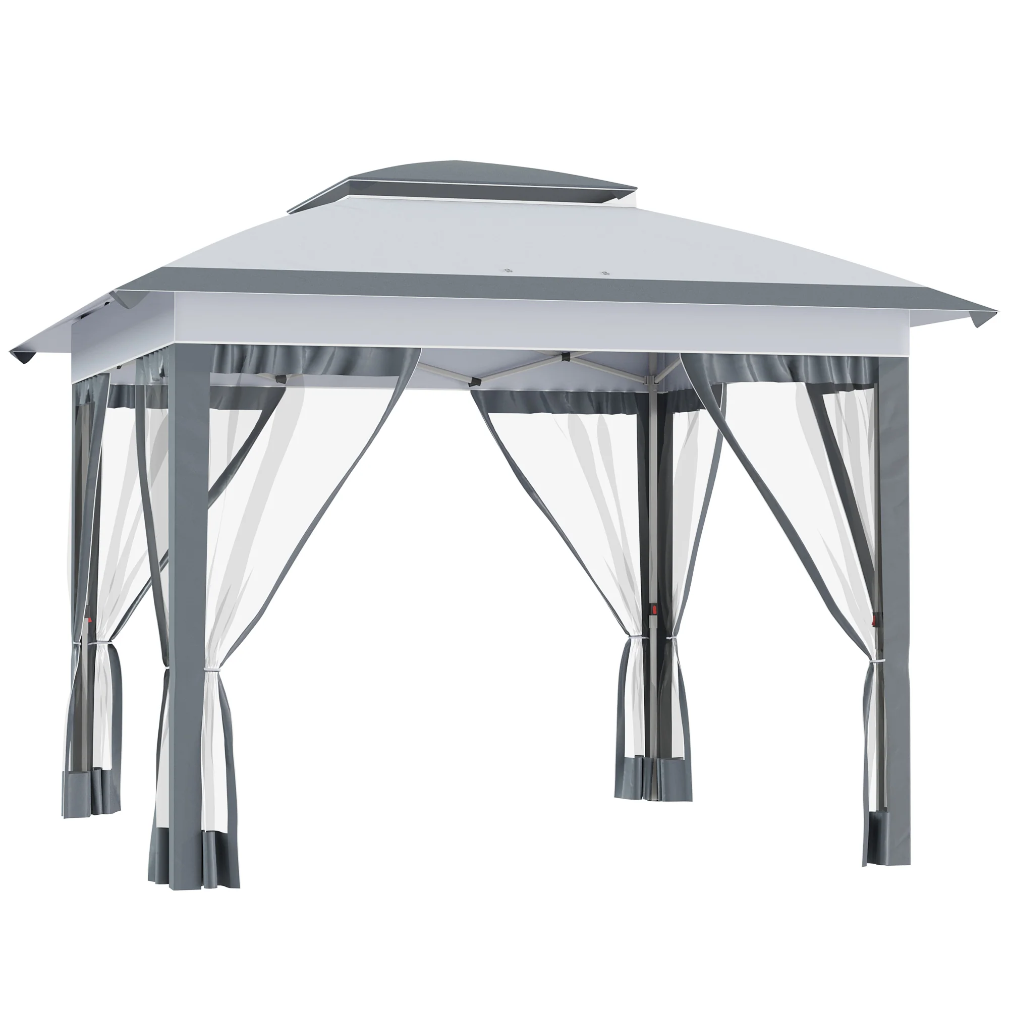 12' x 12' Canopy Tent with Netting, Instant Setup, Adjustable Height, Gray - Image 12