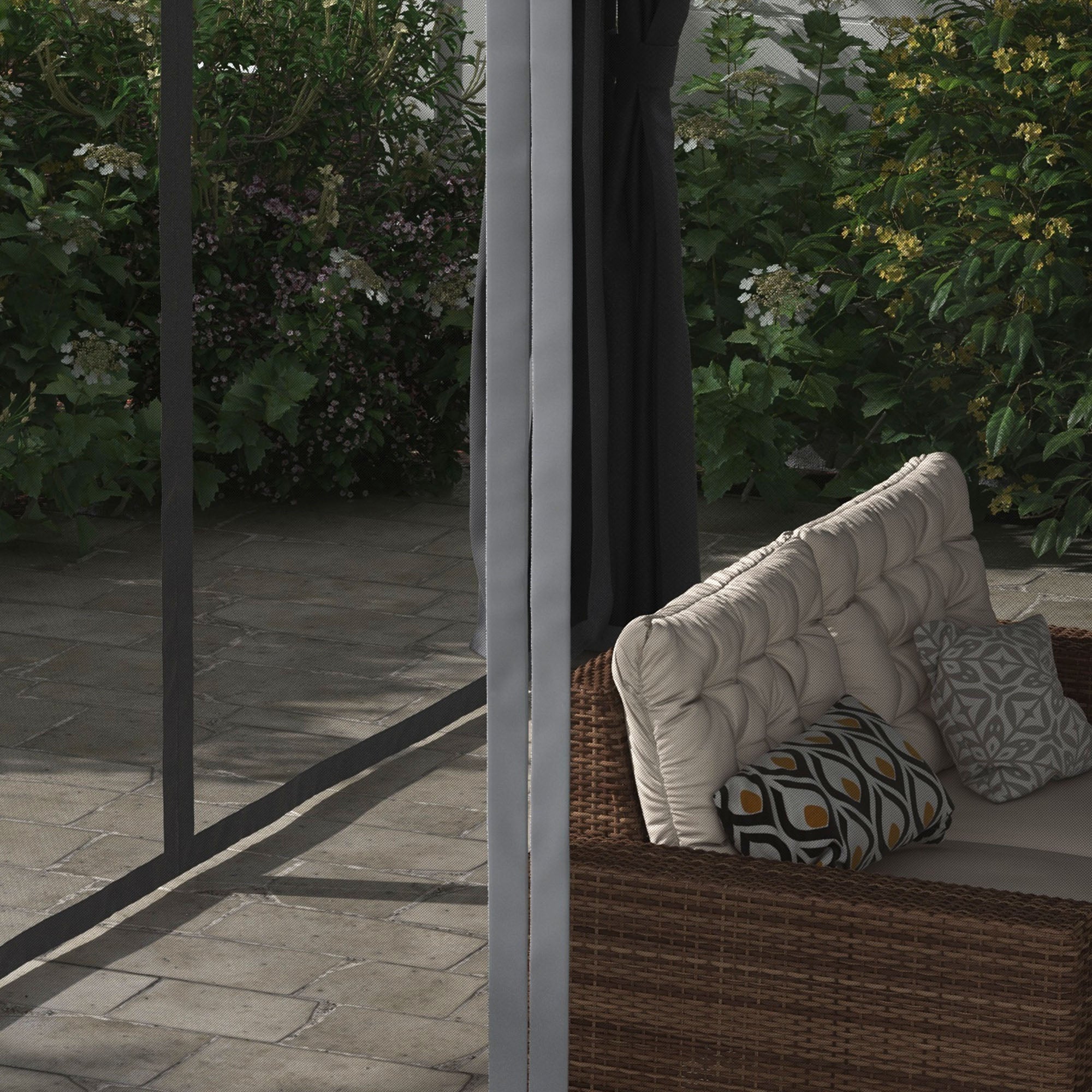 12' x 19' Aluminum Pergola with Adjustable Louvers, Curtains & Netting, Dark Gray - Image 11