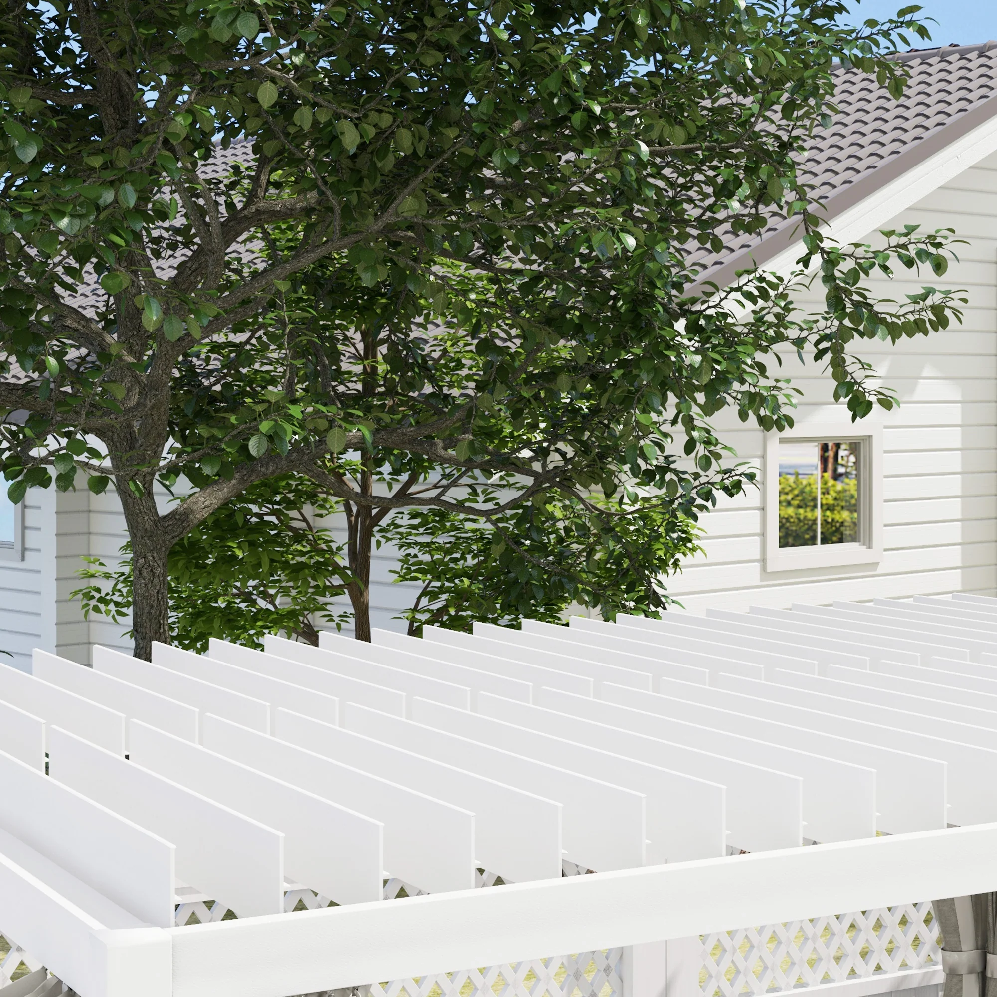 12' x 19' Pergola with Adjustable Louvered, Outdoor Pergola with Curtains and Netting, Cream White - Image 10
