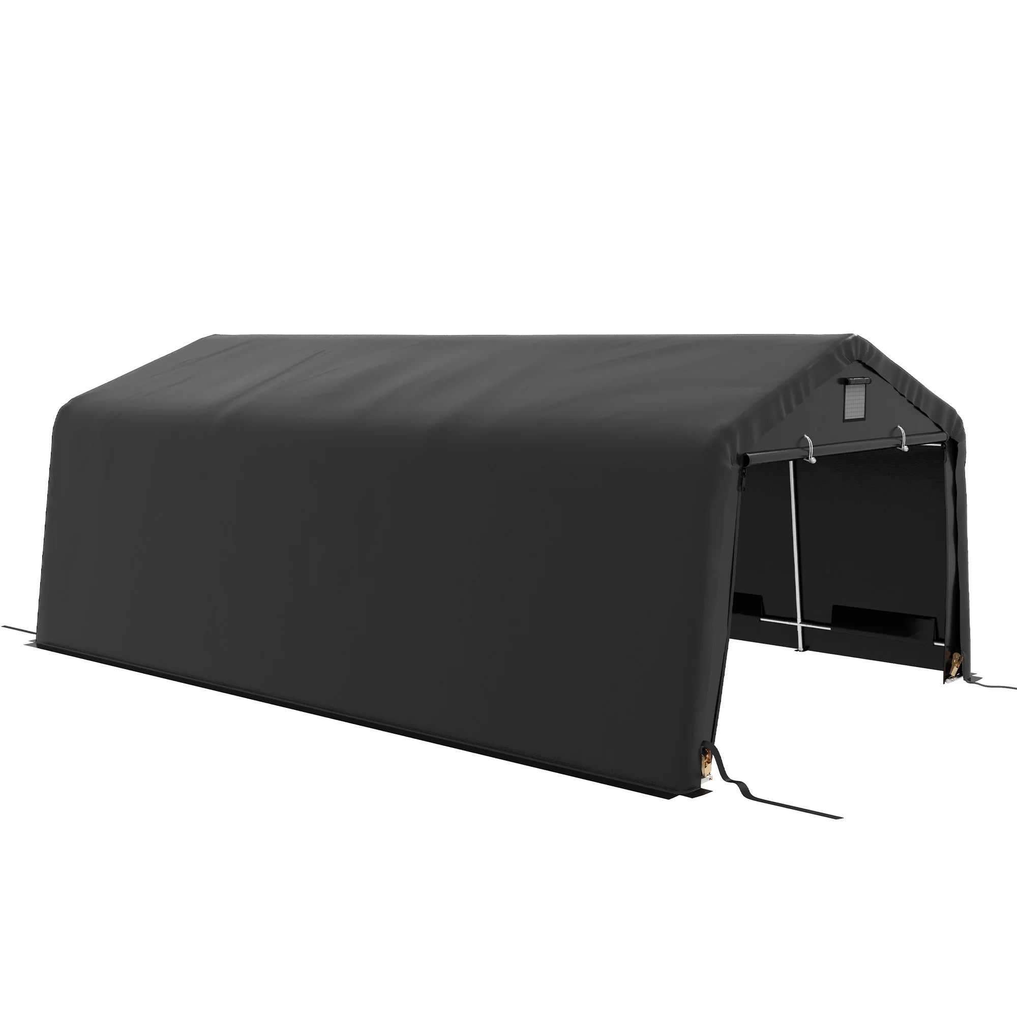 12' x 20' Portable Garage, Heavy Duty Carport, Ventilation Windows, Large Roll-up Door, Black