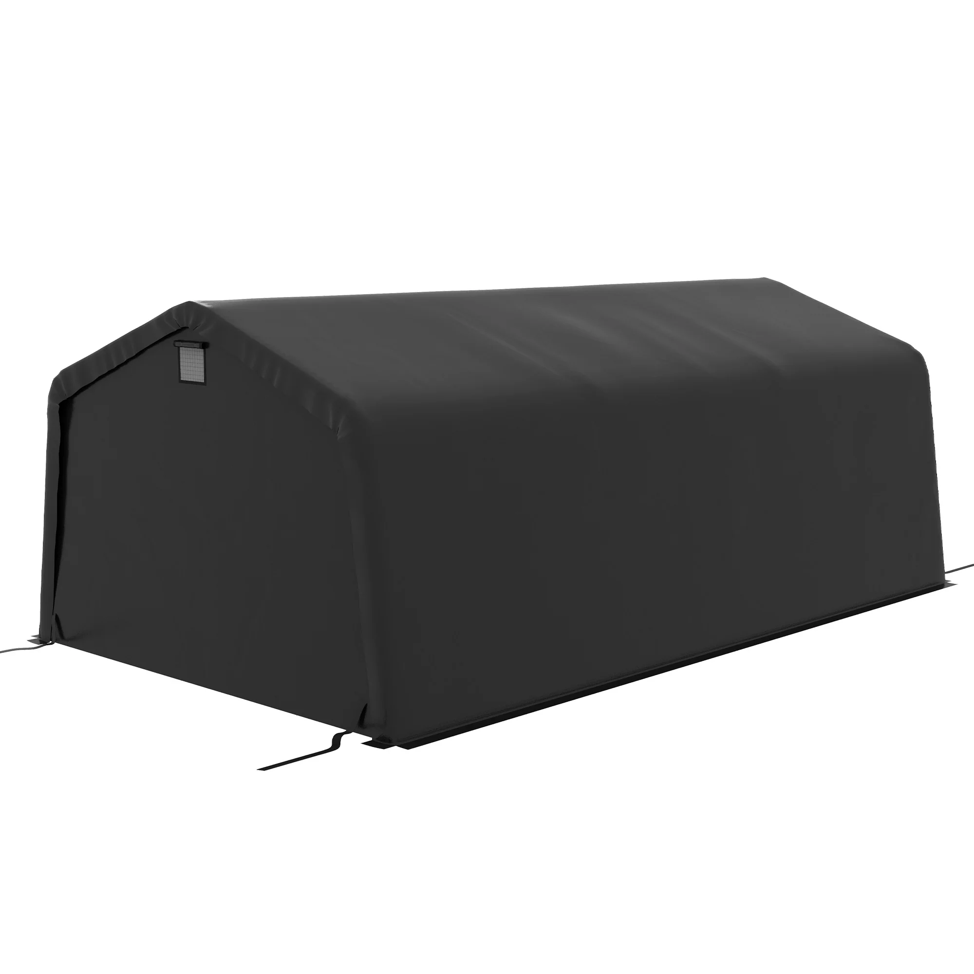 12' x 20' Portable Garage, Heavy Duty Carport, Ventilation Windows, Large Roll-up Door, Black - Image 2