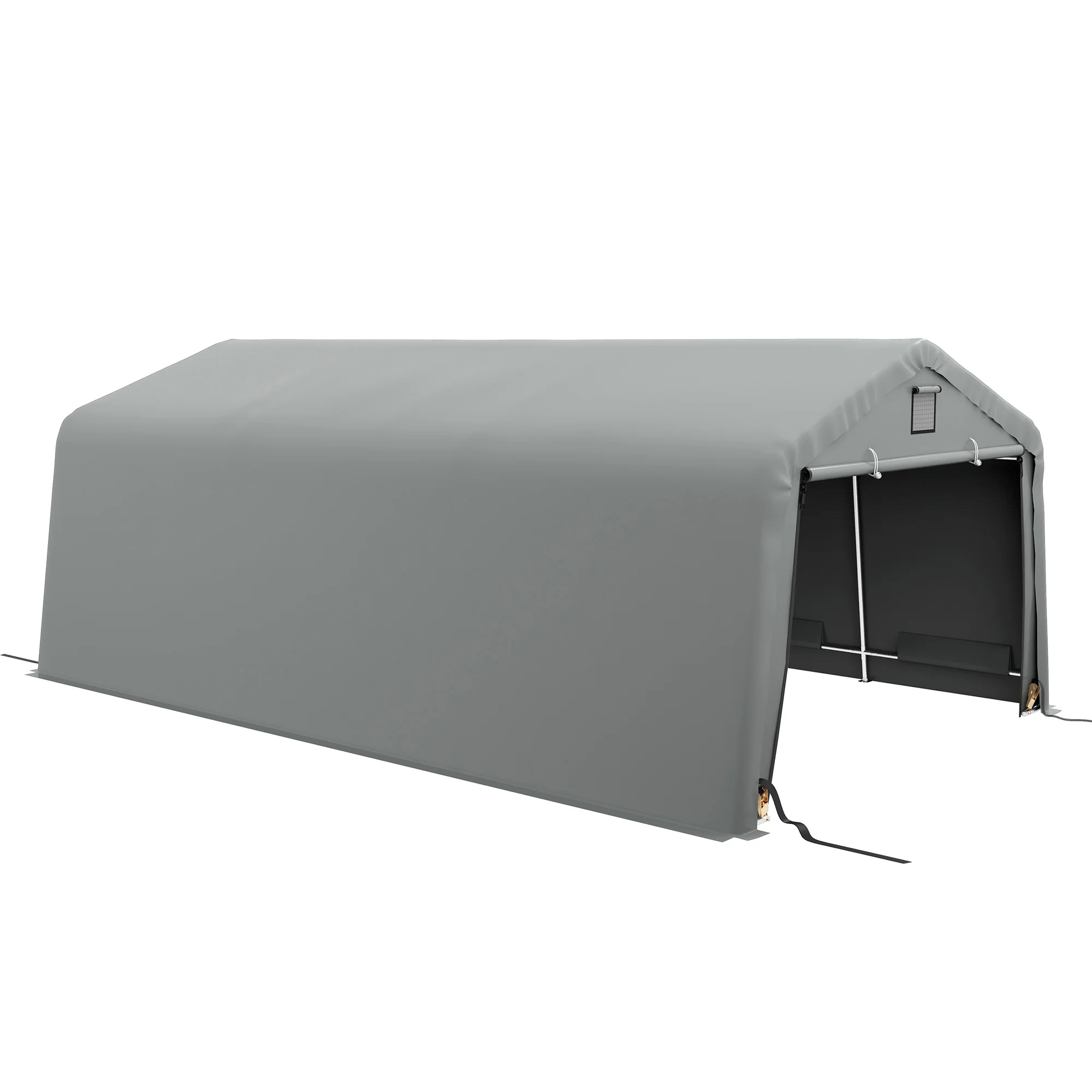 12' x 20' Portable Garage, Heavy Duty Carport, Ventilation Windows, Large Roll-up Door, Gray