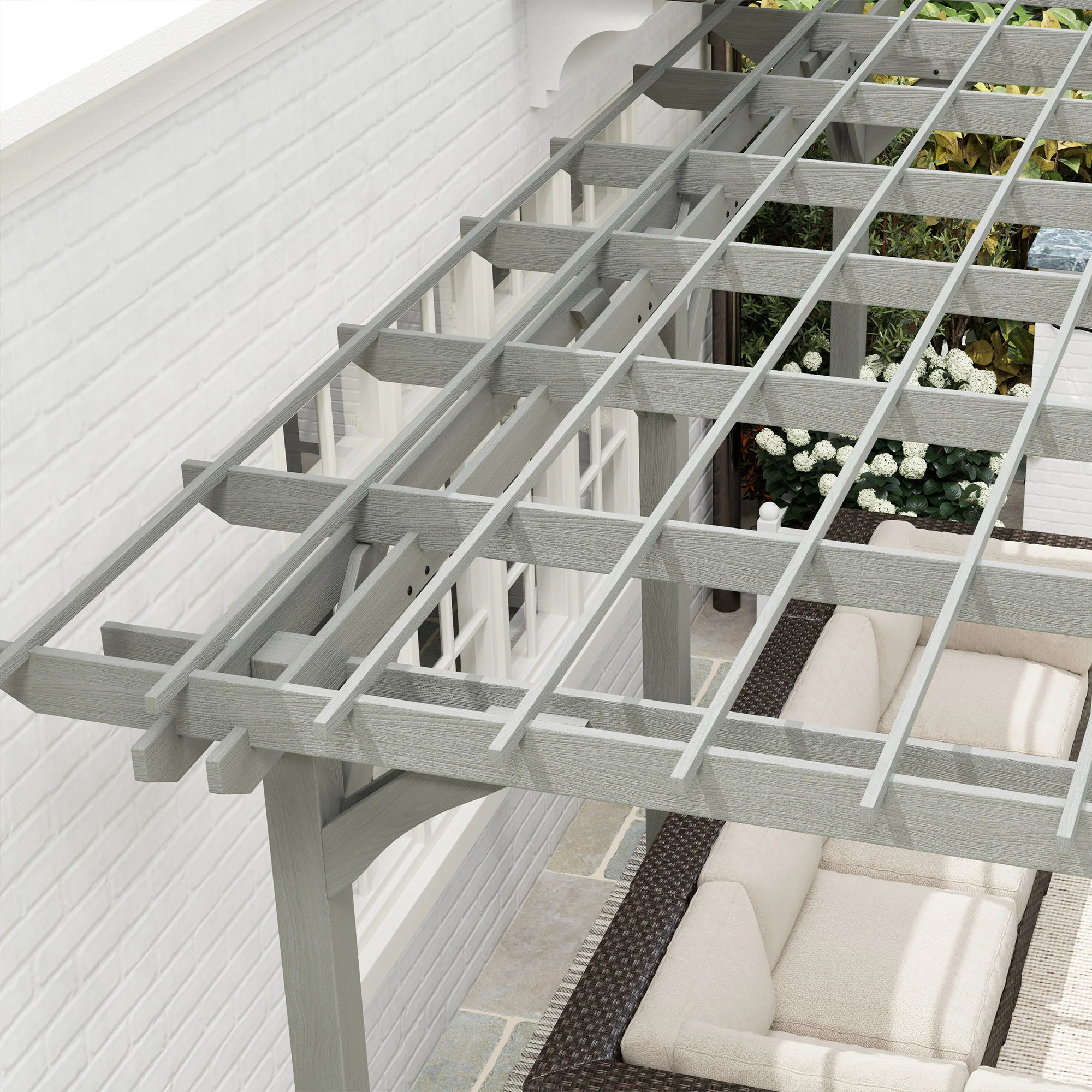 PerArbor 12' x 20' Wood Pergola with Sturdy Trellis for Climbing Plants, Gray - Image 10