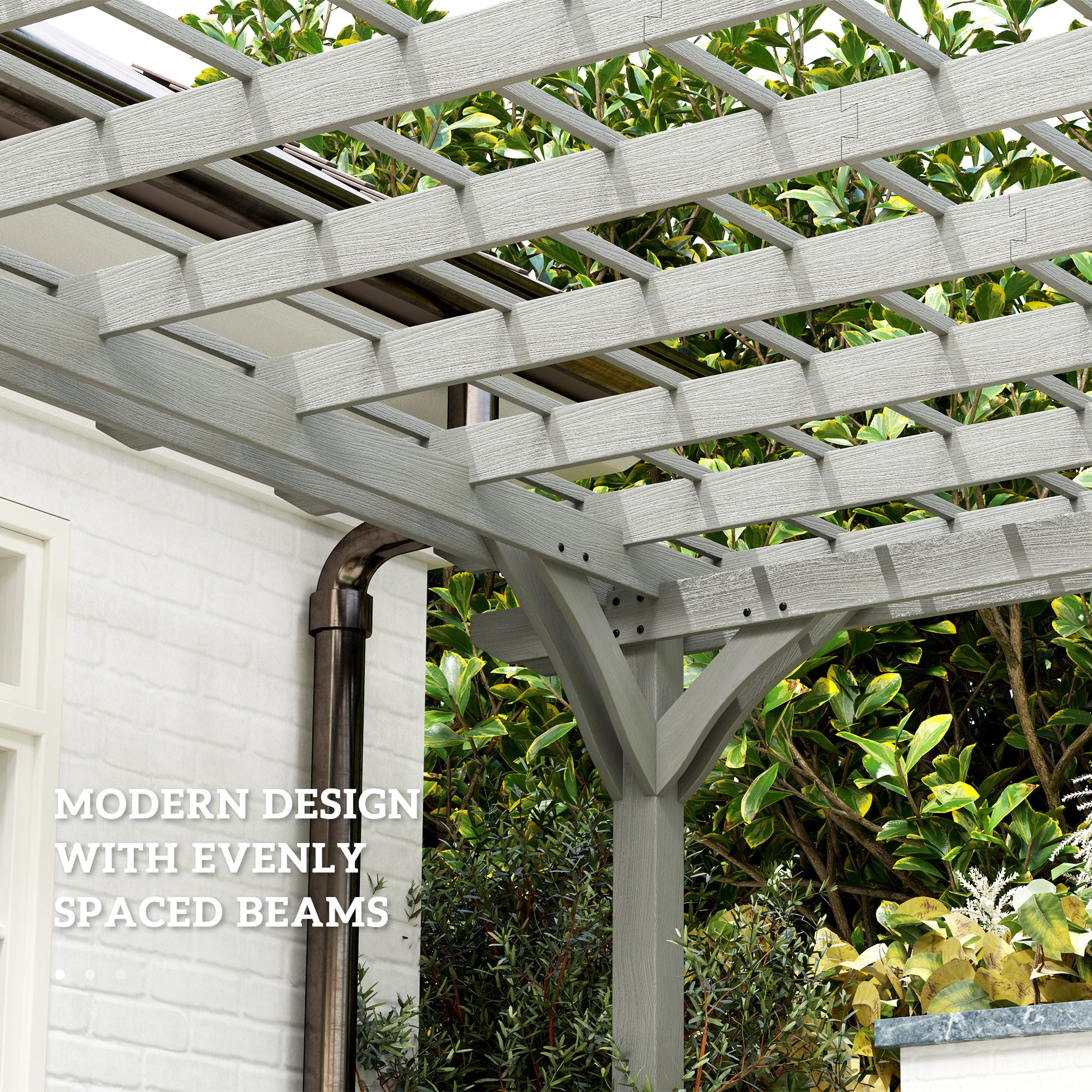 PerArbor 12' x 20' Wood Pergola with Sturdy Trellis for Climbing Plants, Gray - Image 7